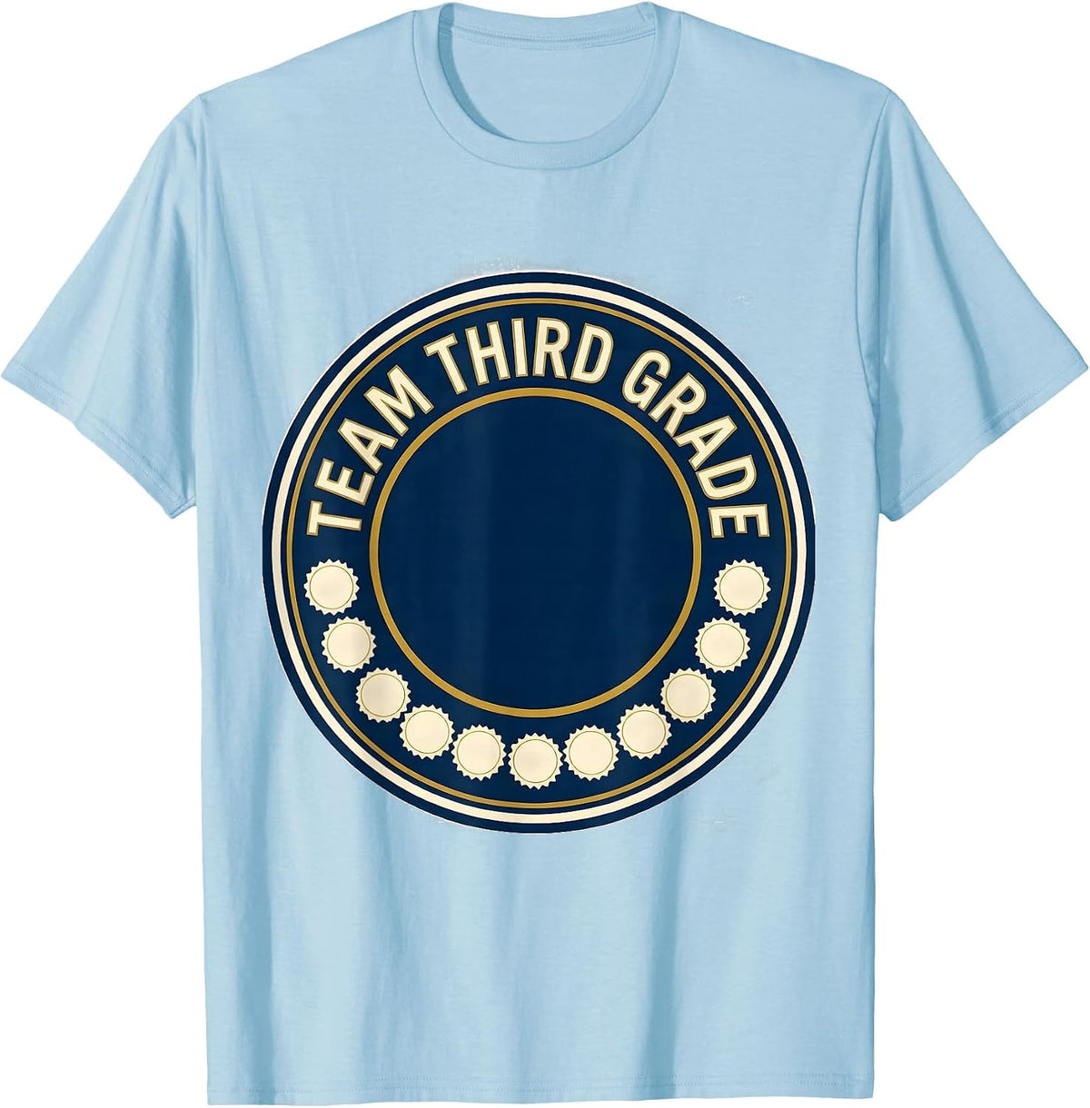 Men's Team Third Grade Wholesome Teacher Back To School Emblem T-Shirt - Baby Blue