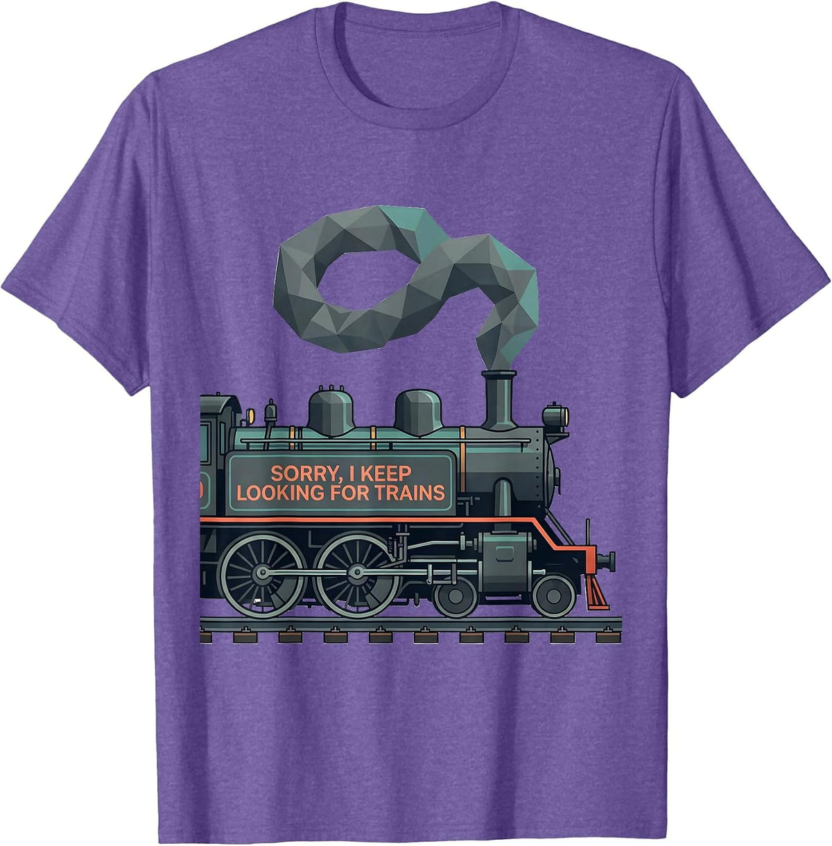 Men's Sorry, I Keep Looking For Trains Vintage Steam Train T-Shirt - Purple Heather