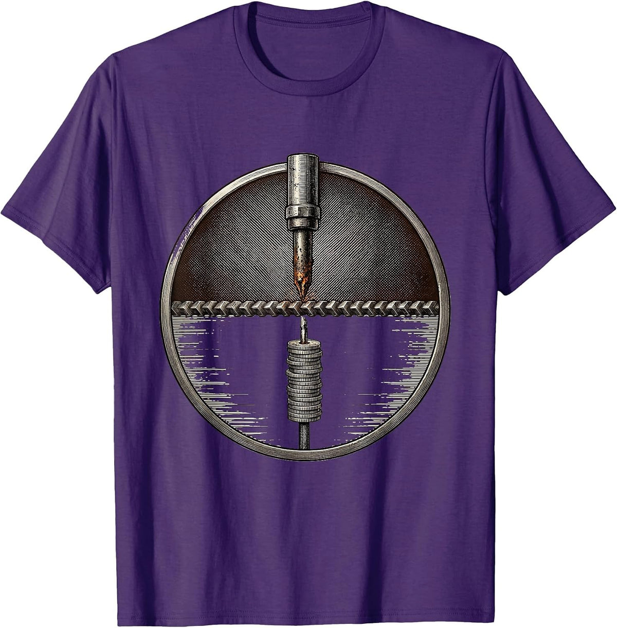 Men's Sealed Welding Badge Crosshatch Etching Blue Collar Worker T-Shirt - Purple