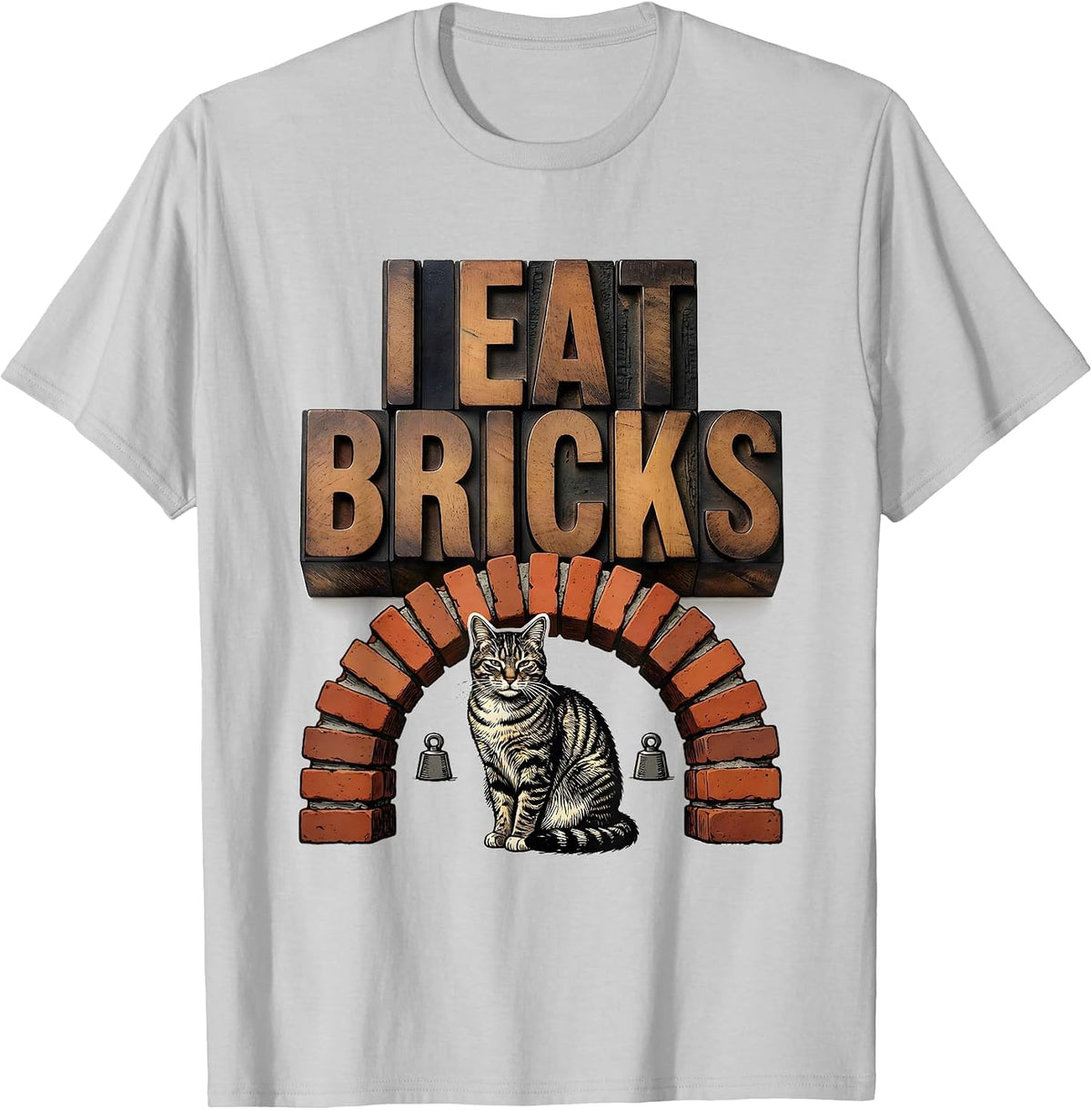 Men's I Eat Bricks Funny Cat Meme Internet Humor Gift T-Shirt - Silver Grey