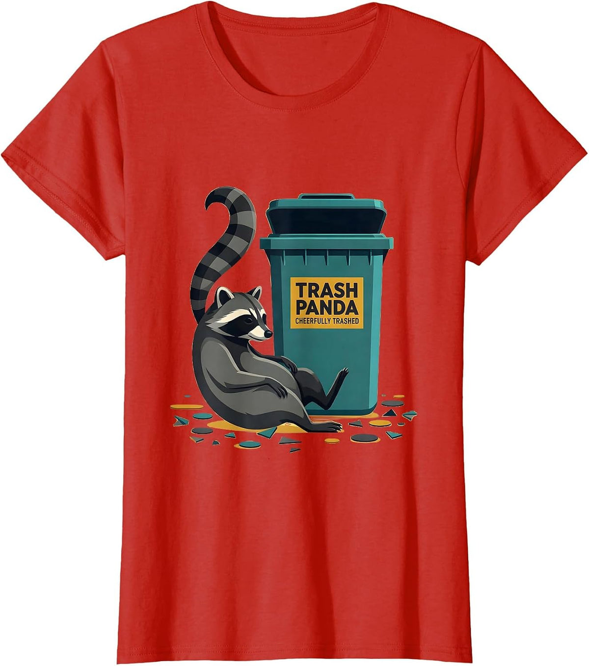 Trash Panda Cheerfully Trashed Funny Raccoon Gift T-Shirt - Red