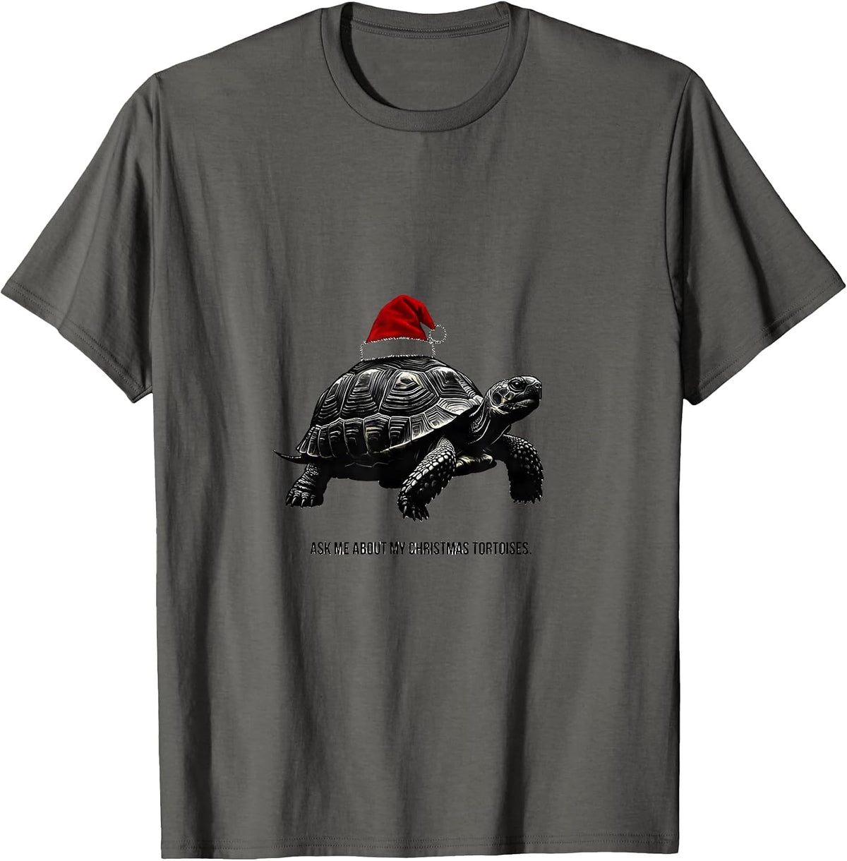Ask Me About My Christmas Tortoises Funny Animal Lover T-Shirt - Asphalt Grey