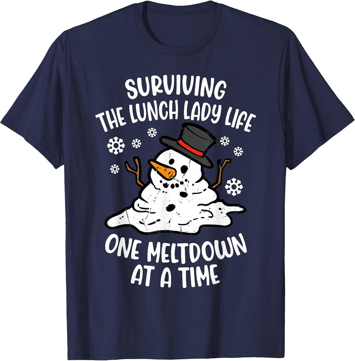 Surviving Lunch Lady Life One Meltdown At A Time T-Shirt - Navy Blue