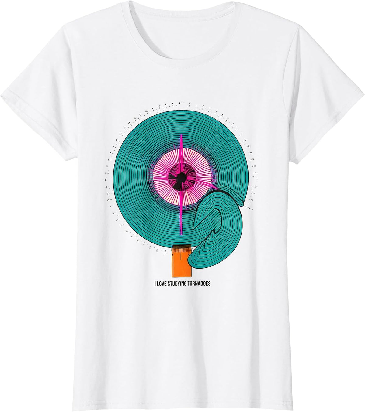 I Love Studying Tornadoes Risograph Storm Chaser Meteorology T-Shirt - White