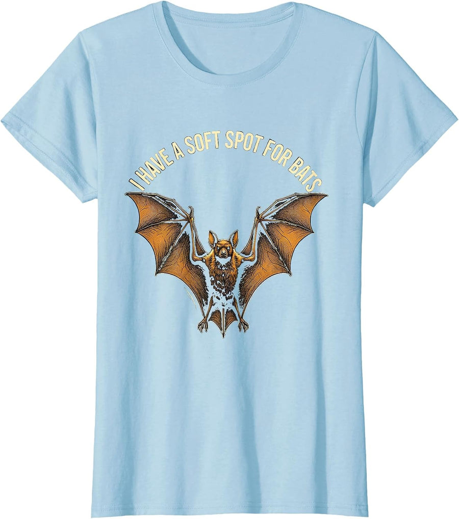Women's I Have A Soft Spot For Bats Funny Bat Lover Wildlife T-Shirt - Baby Blue