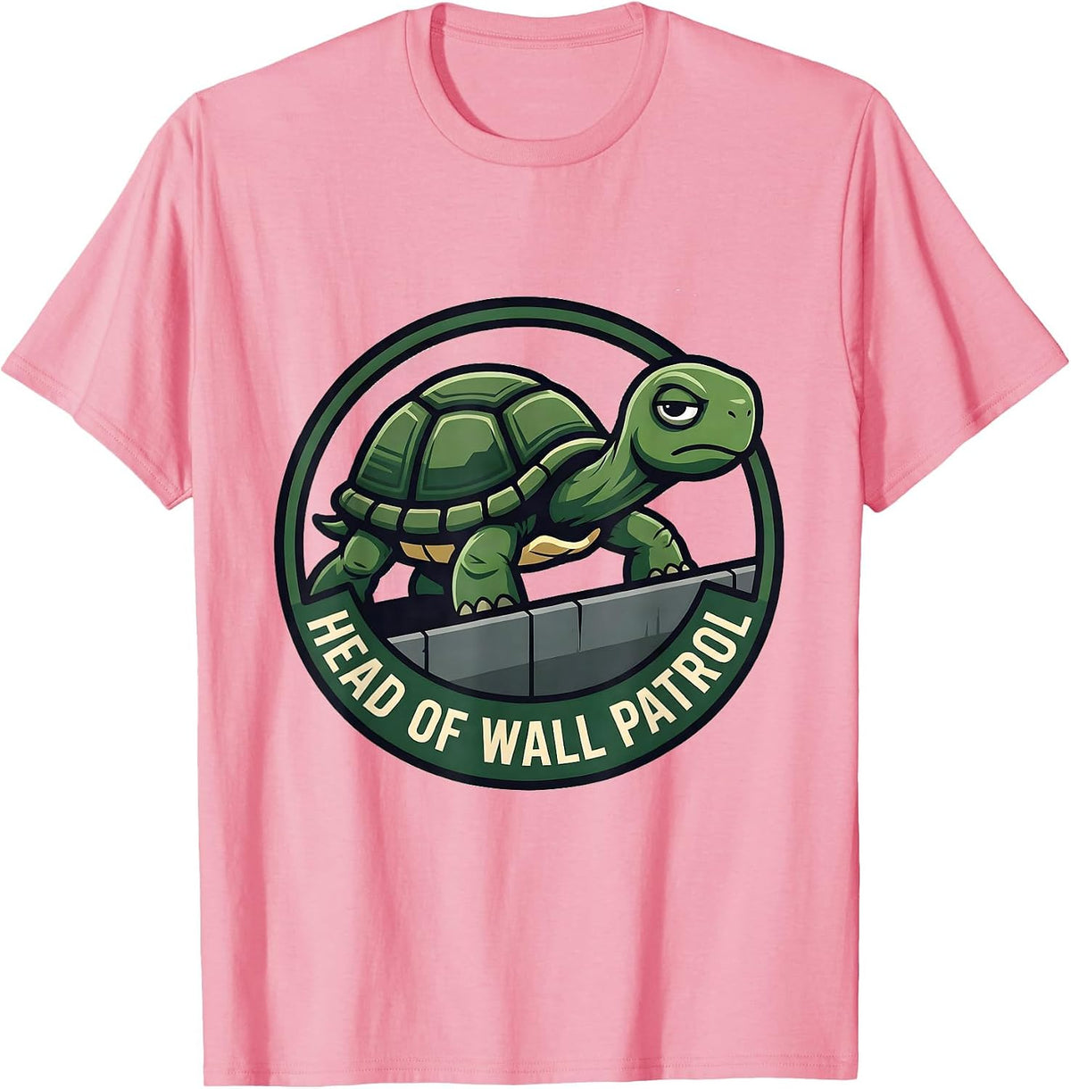 Men's Head Of Wall Patrol Funny Tortoise Pet Lover Humor T-Shirt - Pink