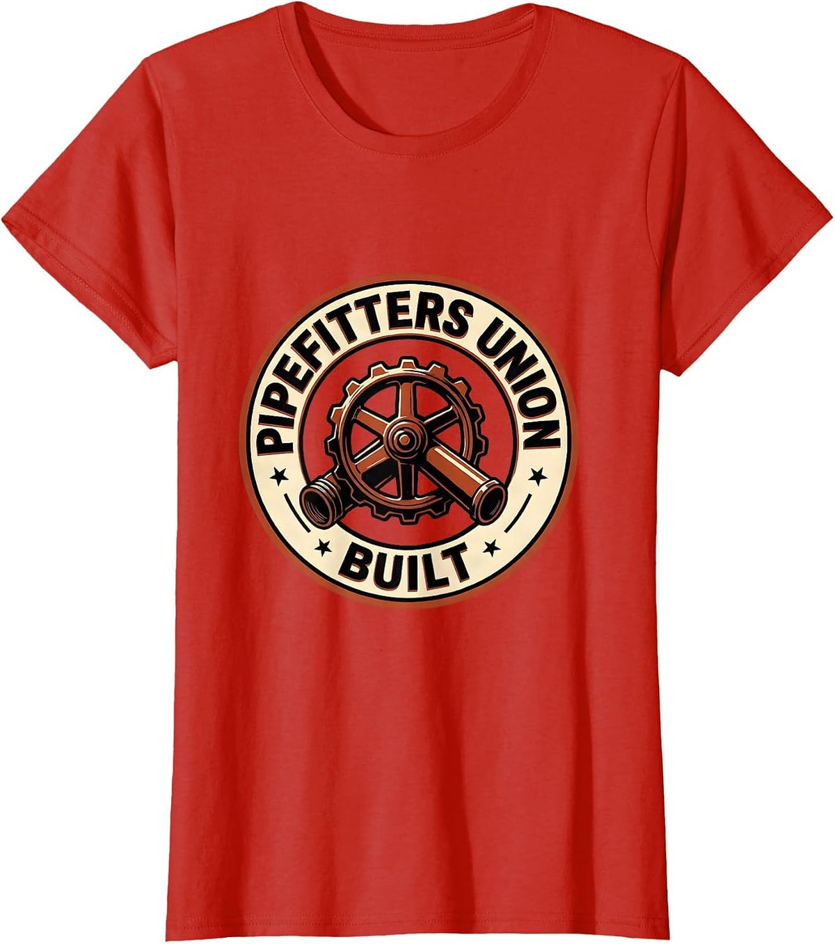 Pipefitters Union Built Skilled Trades Labor Day Solidarity T-Shirt - Red