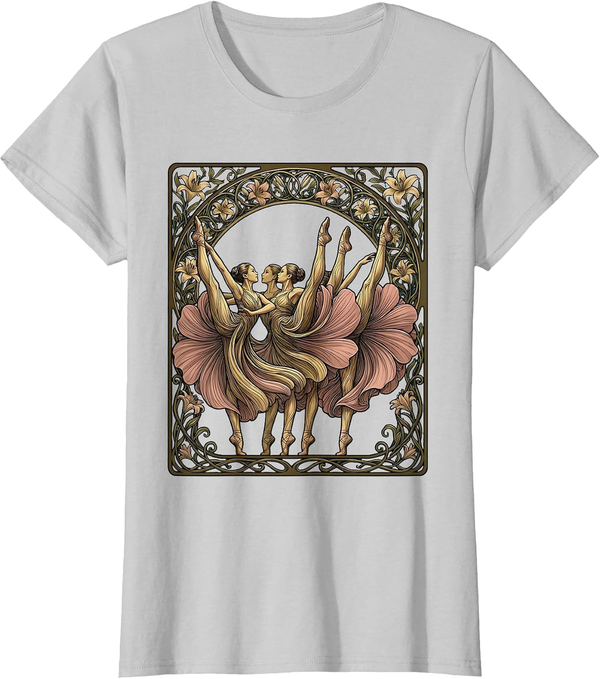 Women's Chorus Line High Kick Dance Graphic T-Shirt - Silver Grey