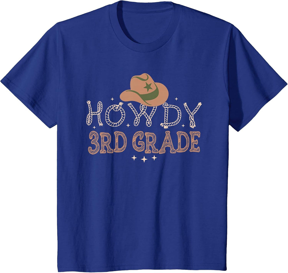 Howdy 3rd Grade Teacher Rodeo Back to School Western Cowboy Tee T-Shirt - Royal Blue