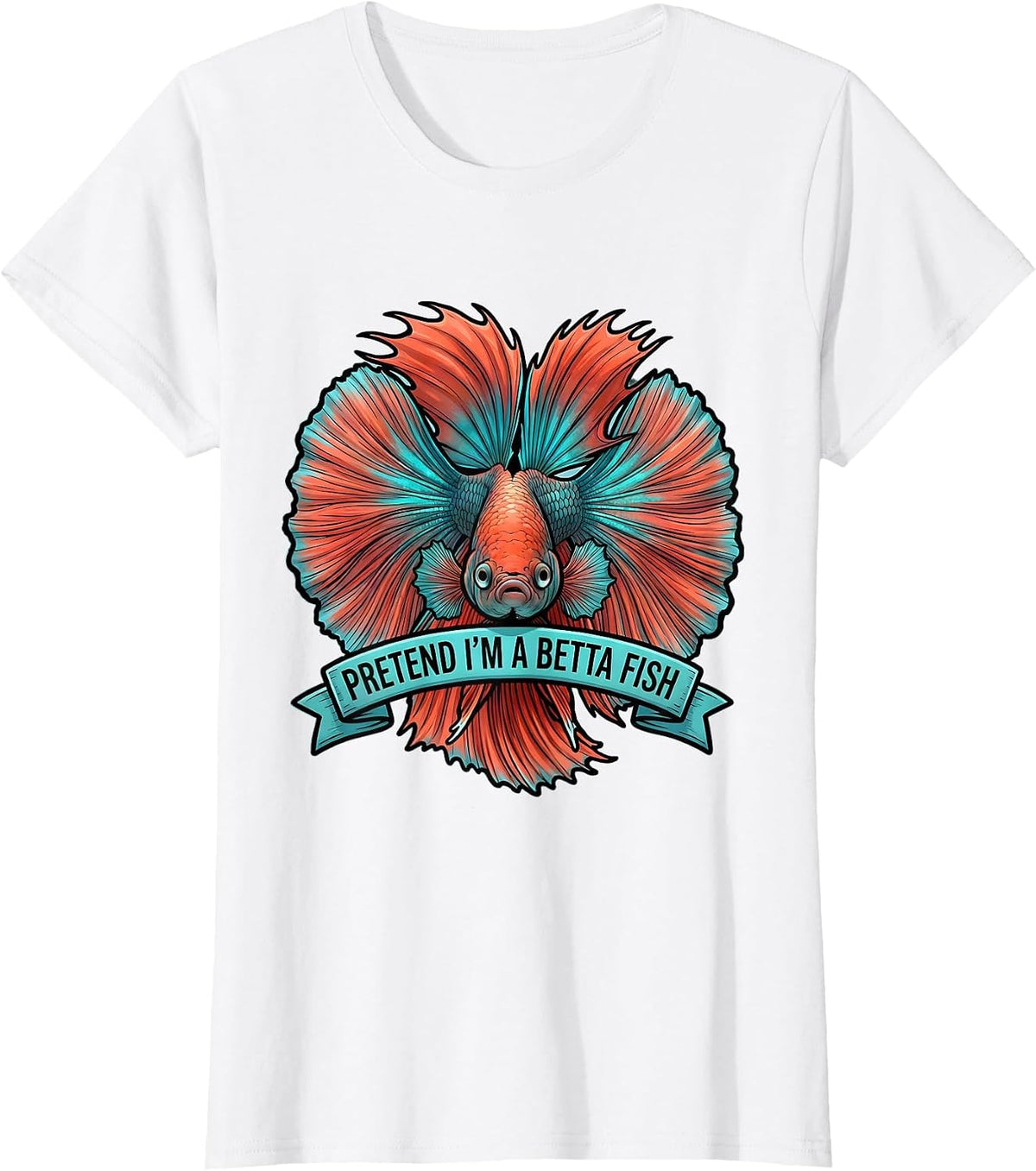 Pretend I'm A Betta Fish Cartoon Fish Costume Gag Humor T-Shirt - White