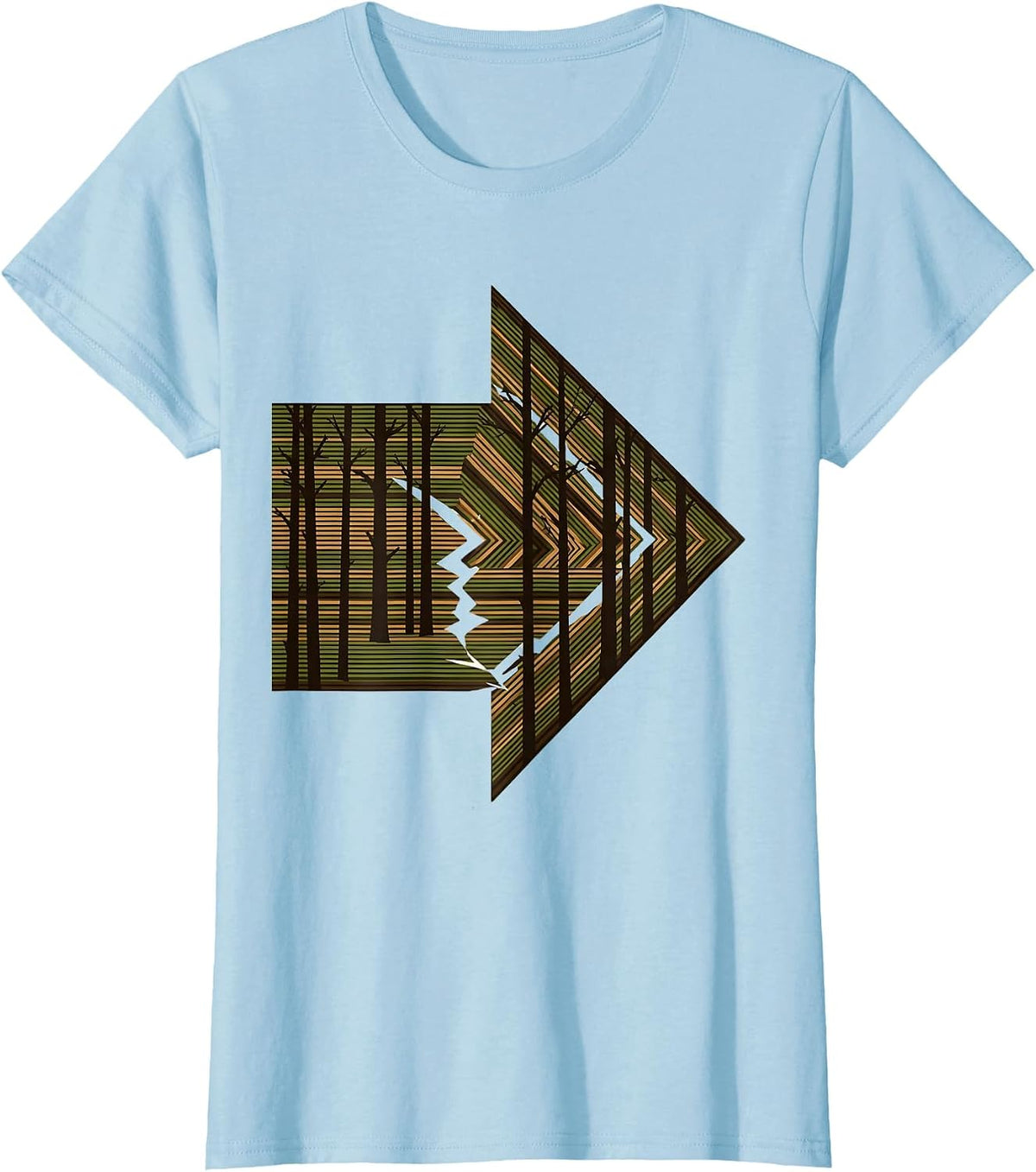 Camo Arrow Through Pine Forest Graphic T-Shirt - Baby Blue