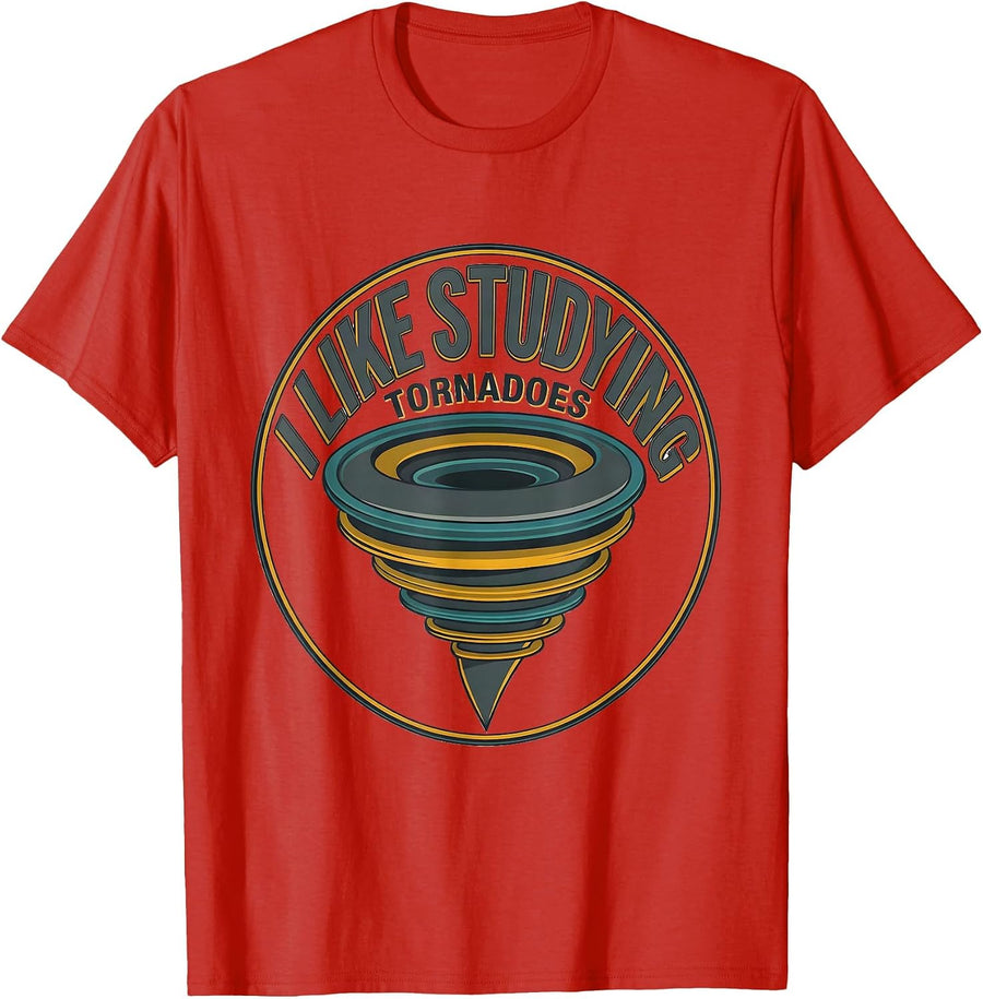Men's I Like Studying Tornadoes Midcentury Modern Storm Chaser T-Shirt - Red