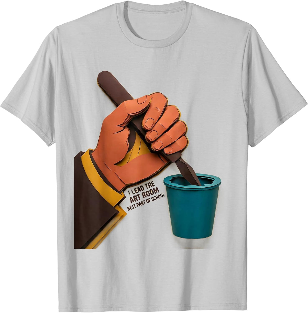 Men's I Lead The Art Room, Best Part Of School Art Teacher T-Shirt - Silver Grey