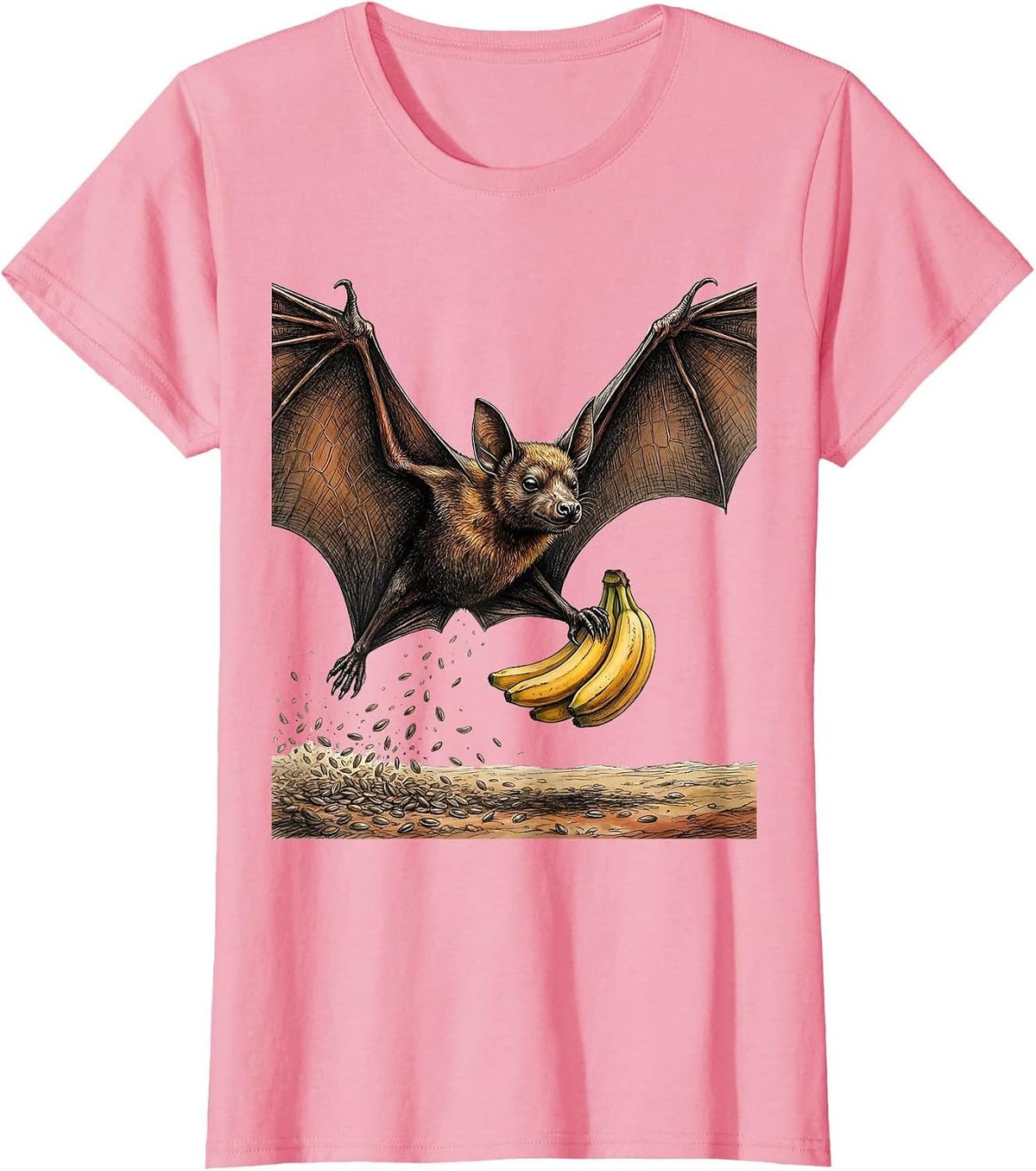 Women's Fruit Bat Nature Lover Halloween Bat Enthusiast T-Shirt - Pink