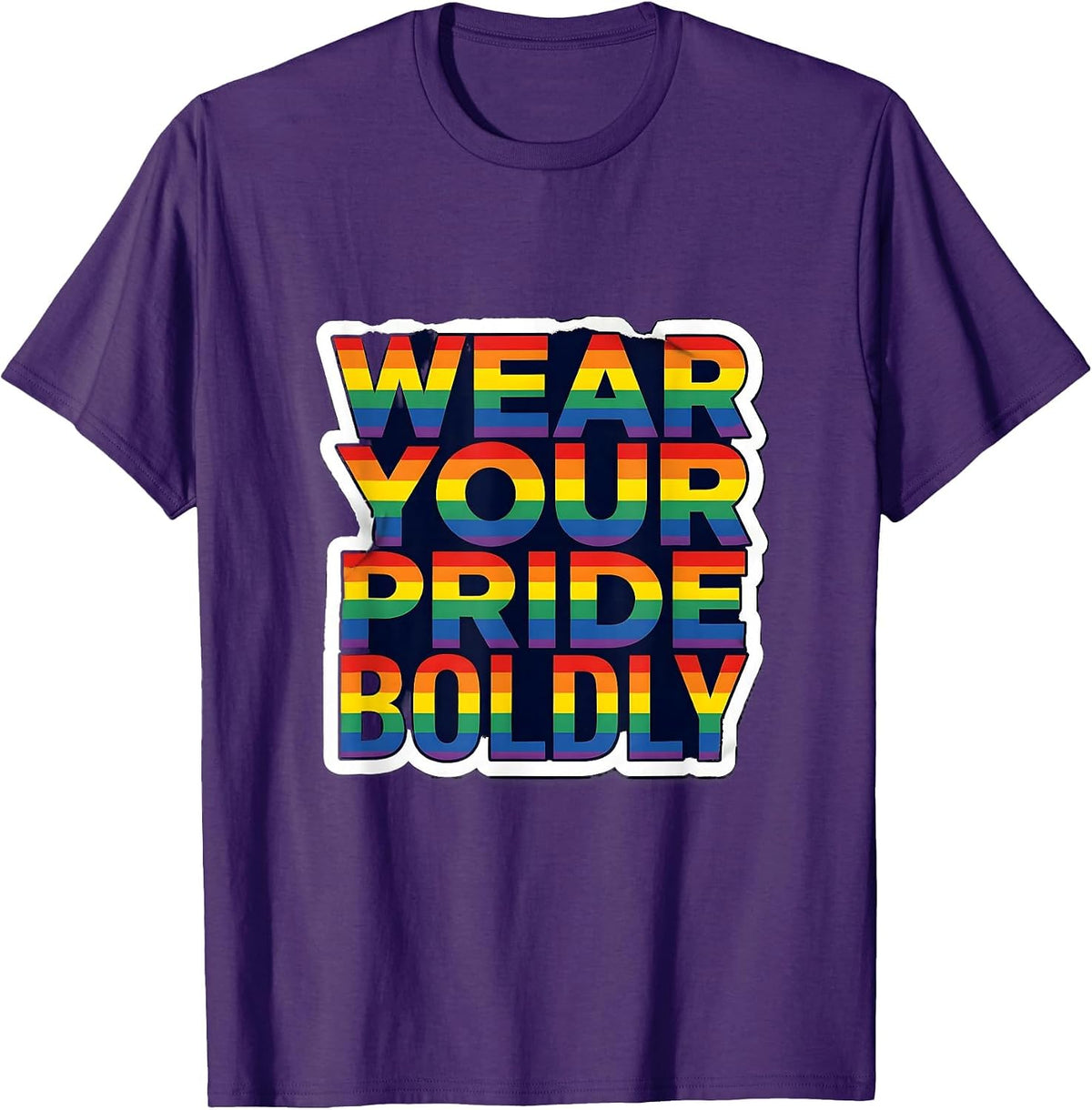 Wear Your Pride Boldly Pride Flag Design T-Shirt - Purple