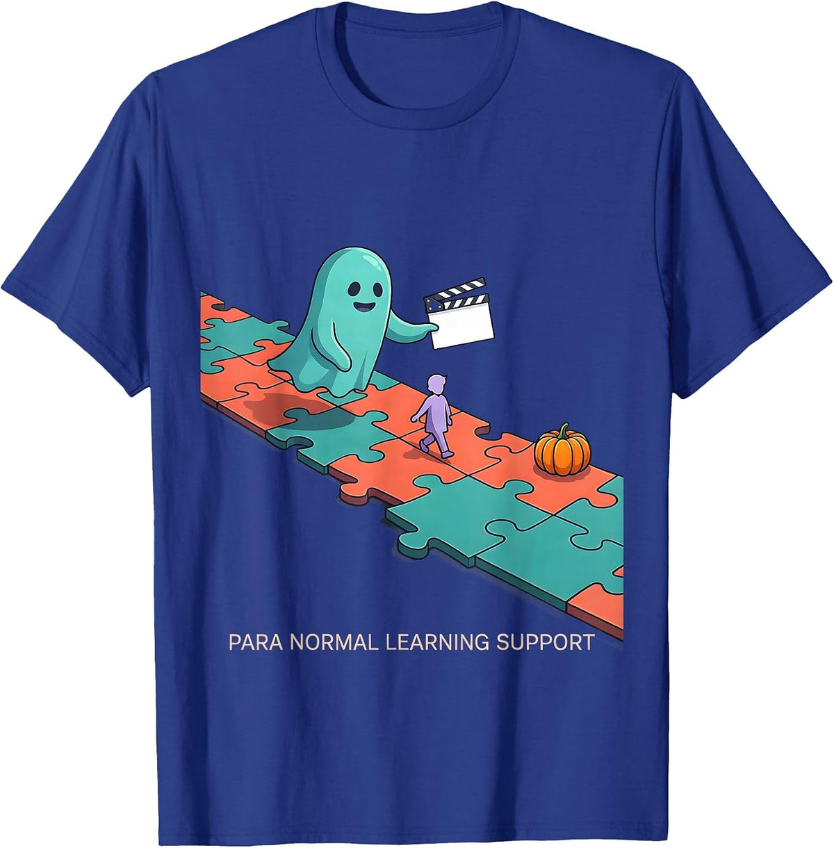 Men's Para Normal Learning Support Funny Ghost Paraprofessional T-Shirt - Royal Blue