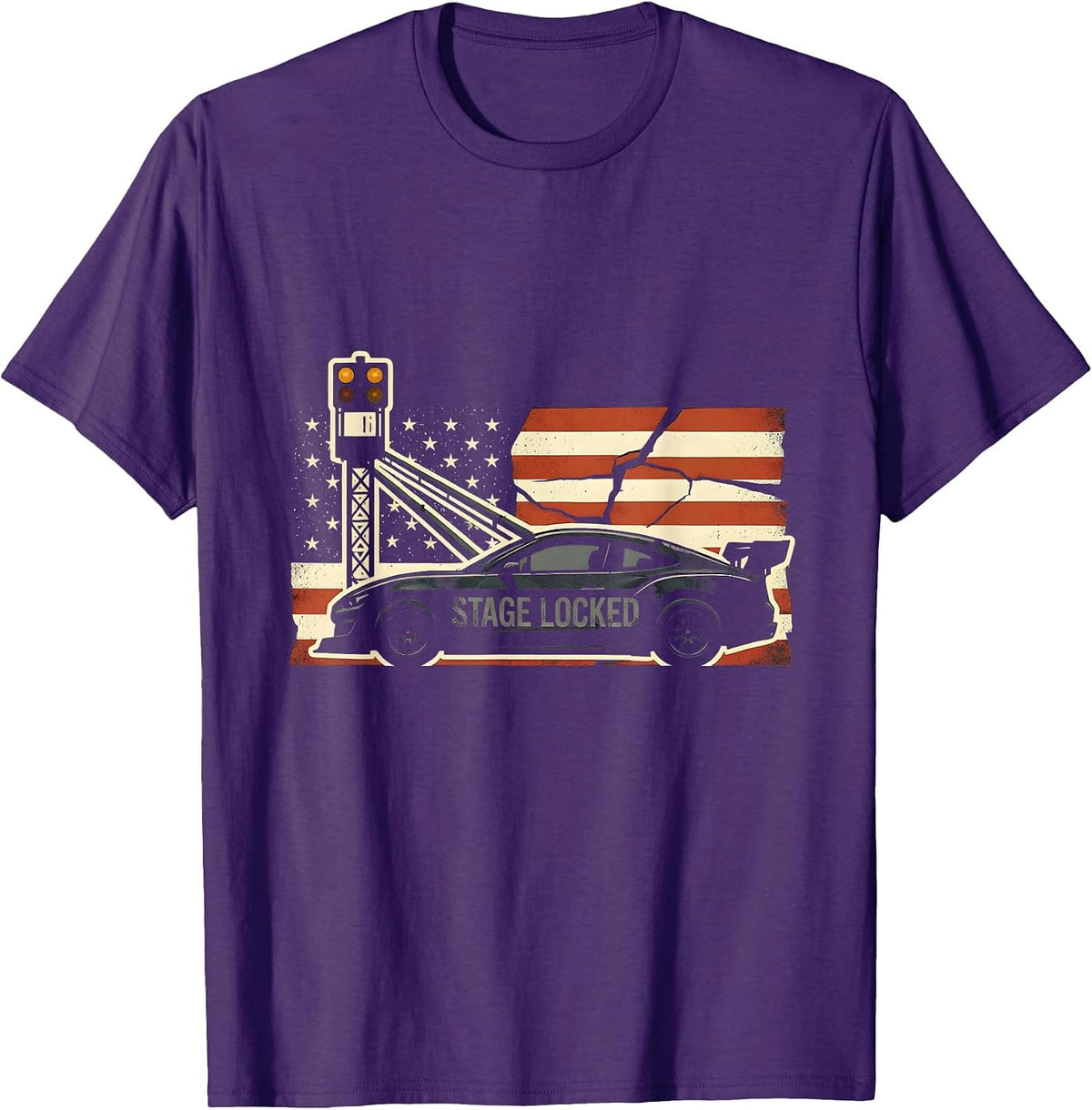 Men's Stage Locked Patriotic RC Car Racing Sprint Car Hobbyist T-Shirt - Purple