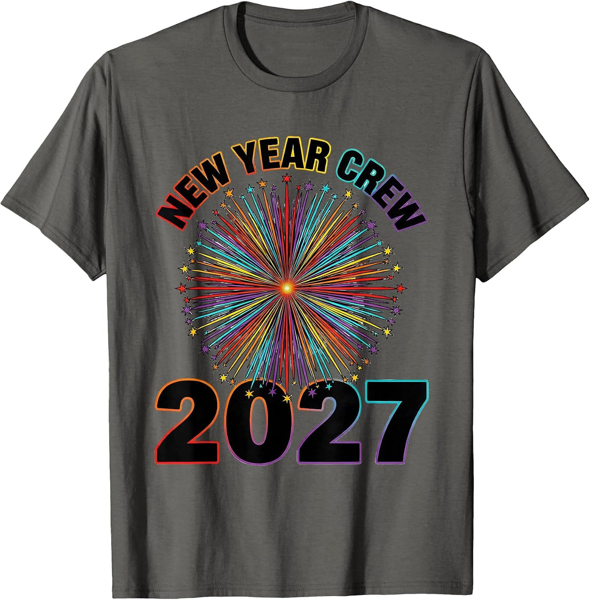 Men's New Year Crew 2027 Colorful Family Party Keepsake T-Shirt - Asphalt Grey
