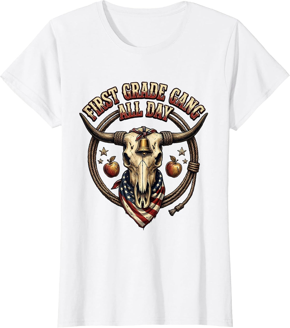 First Grade Gang All Day Teacher Design T-Shirt - White