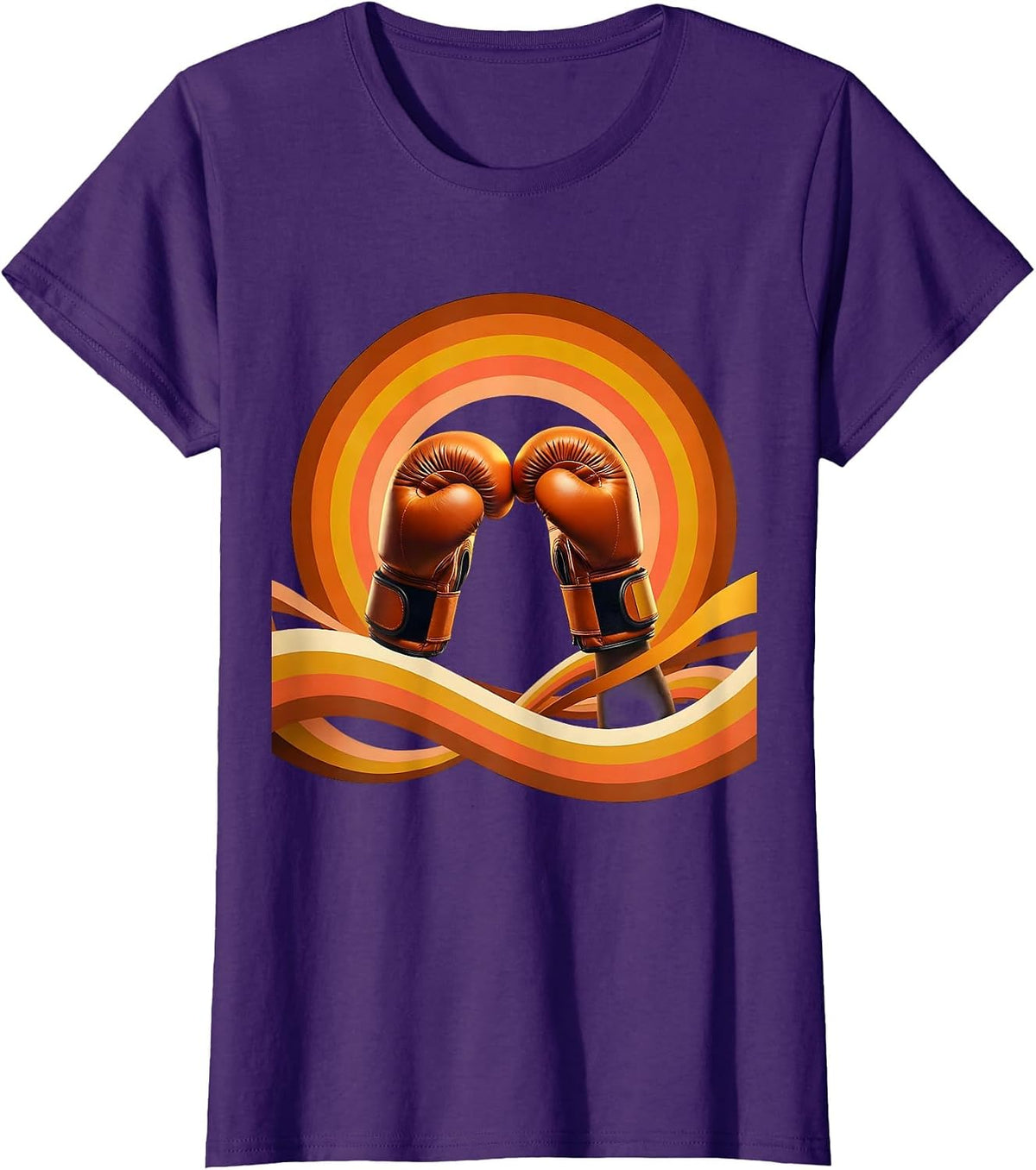 Boxer Gloves Raised in Victory Illustration T-Shirt - Purple