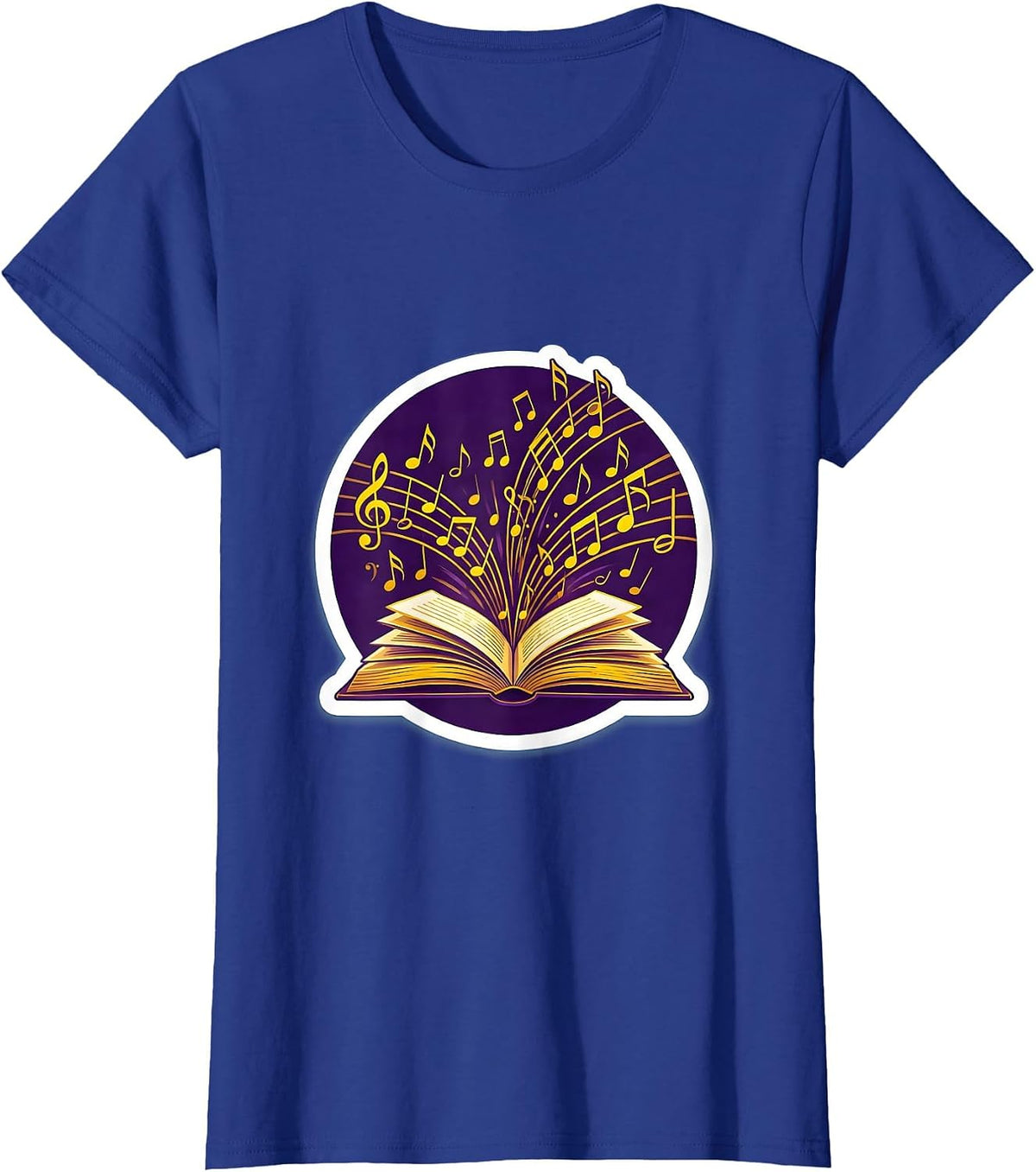 Women's Music Teacher Gift Music Notes Flying From Book T-Shirt - Royal Blue