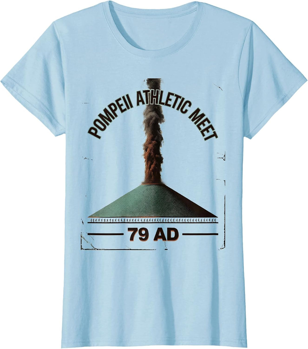 Women's Pompeii Athletic Meet 79 AD Vintage History Volcano Humor T-Shirt - Baby Blue