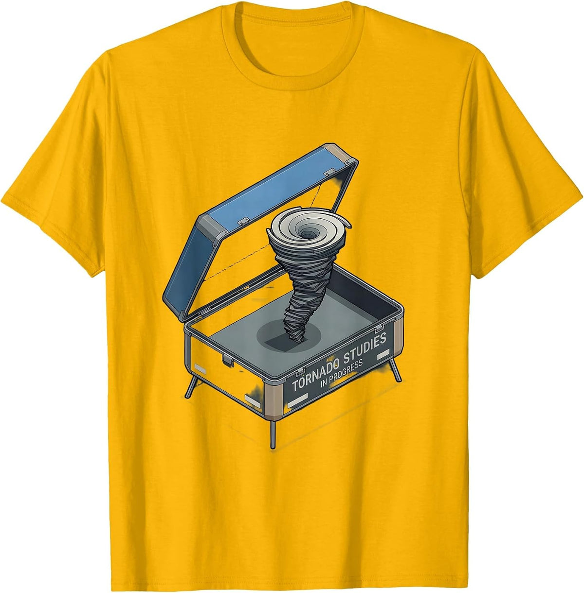 Men's Tornado Studies In Progress Funny Storm Chaser Meteorology T-Shirt - Golden Yellow