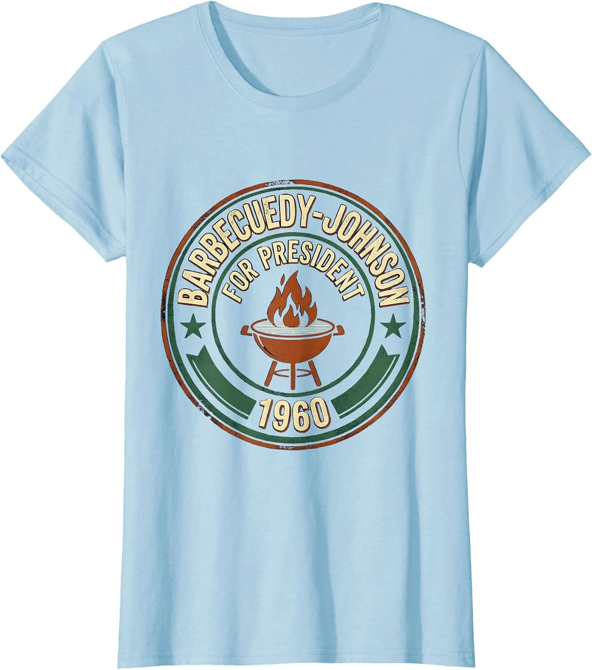 Barbecuedy-Johnson For President 1960 Vintage Retro T-Shirt - Baby Blue