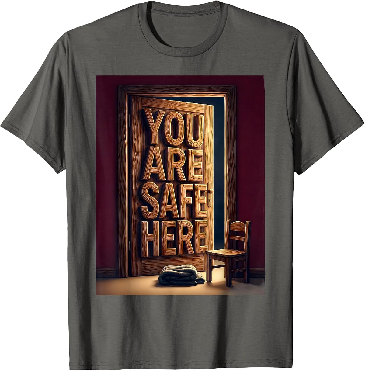 You Are Safe Here Supportive Counseling Mental Health T-Shirt - Asphalt Grey