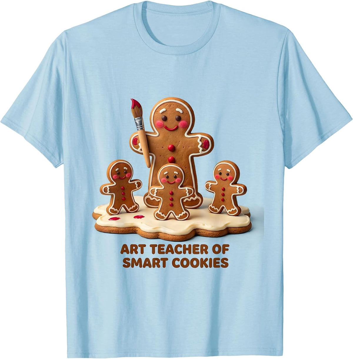 Men's Art Teacher Of Smart Cookies Cute Kawaii Christmas Teacher T-Shirt - Baby Blue
