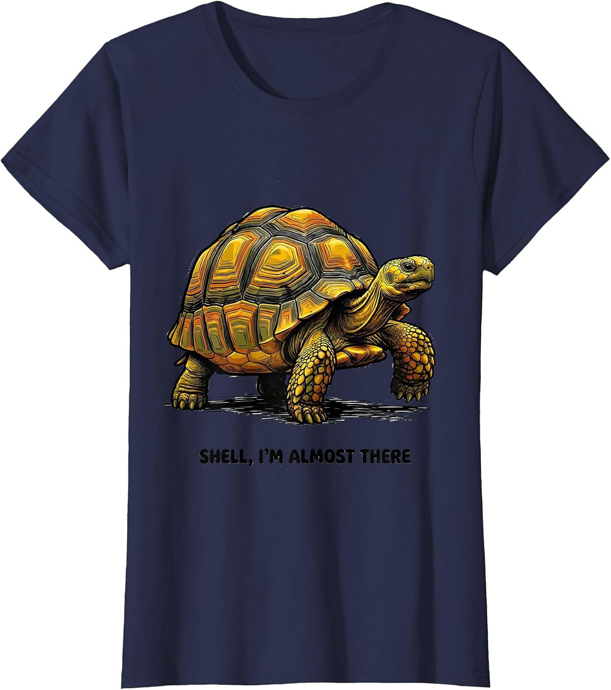 Women's Shell I'm Almost There Funny Tortoise Lover Reptile T-Shirt - Navy Blue