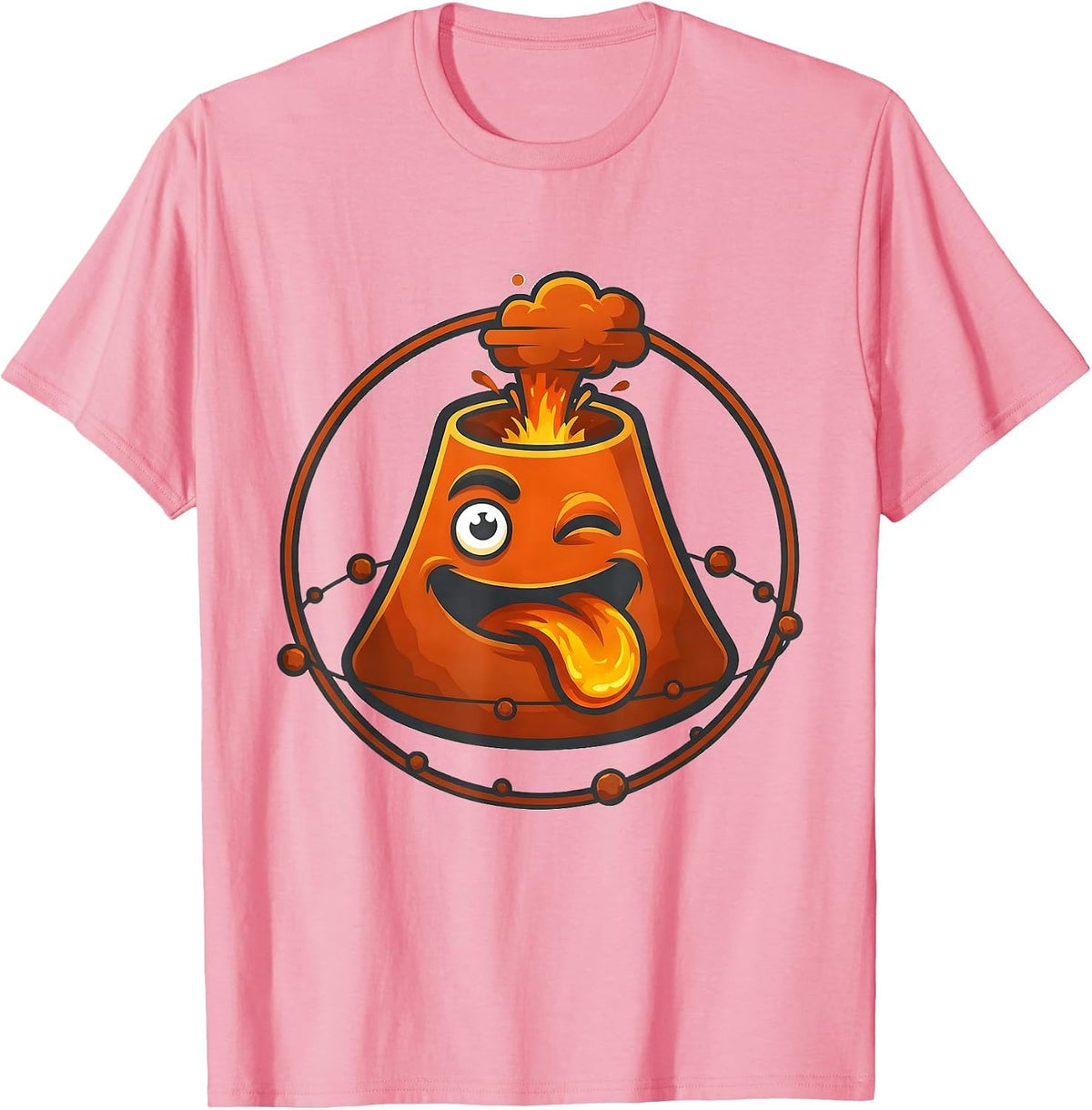 Men's Winking Volcano Mascot Funny History Lover Gift T-Shirt - Pink