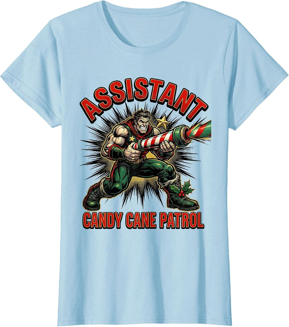 Women's Assistant Candy Cane Patrol Funny Dental Assistant Christmas T-Shirt - Baby Blue