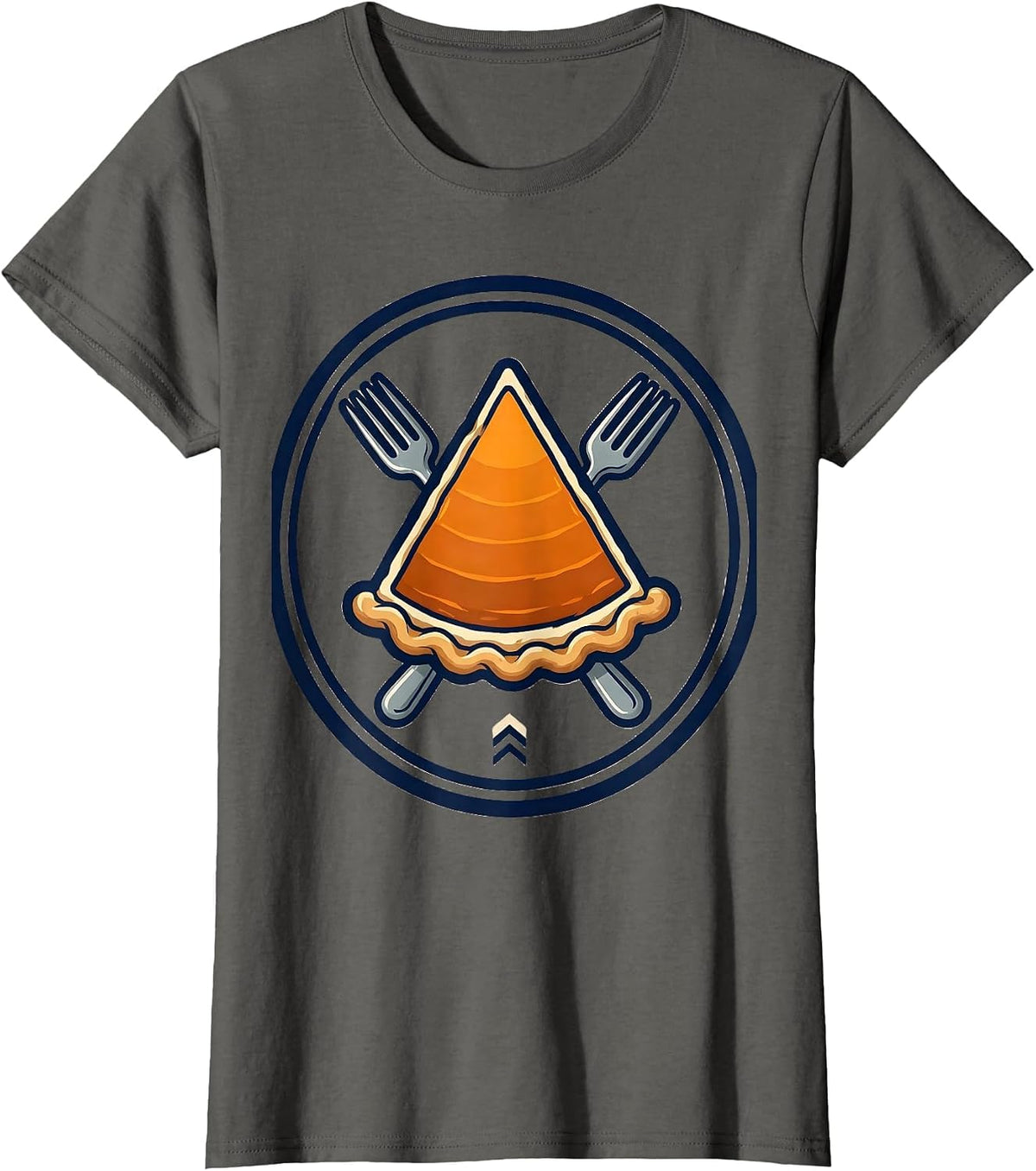 Women's Pumpkin Pie Wedge Sports Team Crest Humor T-Shirt - Asphalt Grey