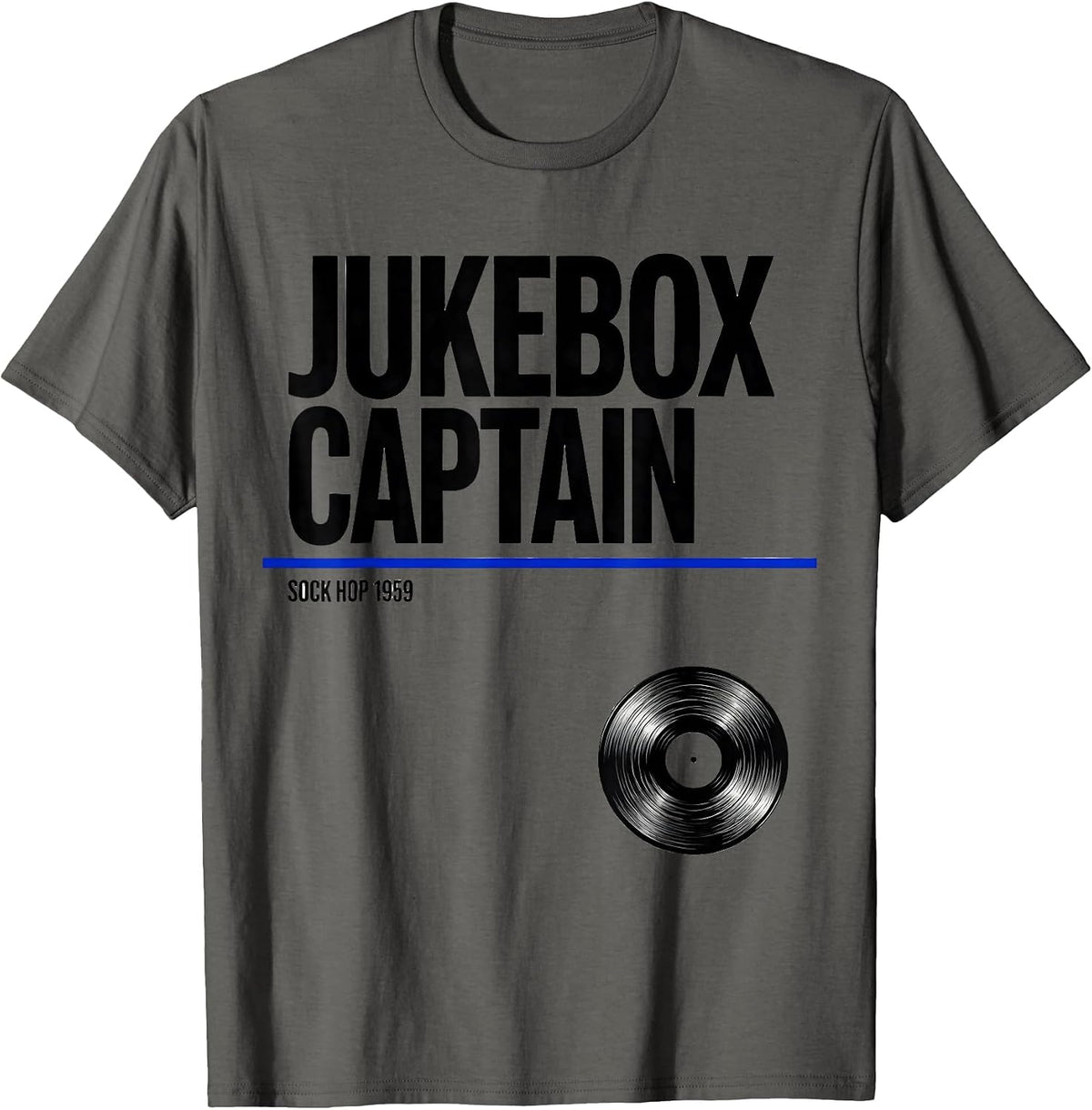 Men's Jukebox Captain Sock Hop 1959 Retro 1950s Rockabilly Party T-Shirt - Asphalt Grey