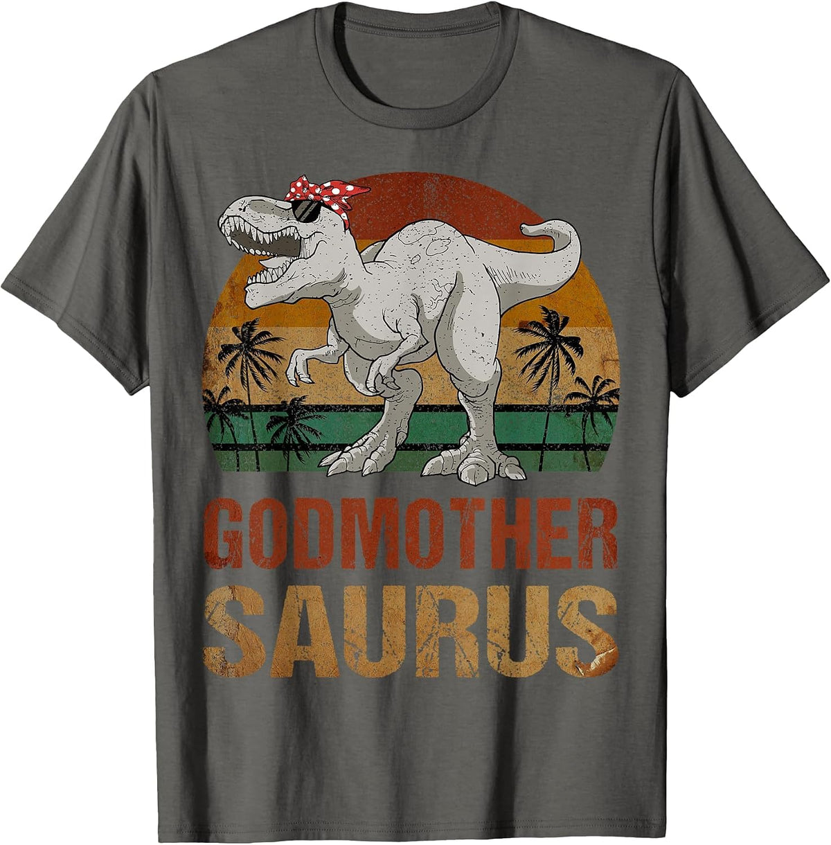 Godmothersaurus Dinosaur Godmother Saurus Mother's Day T-Shirt - Asphalt Grey