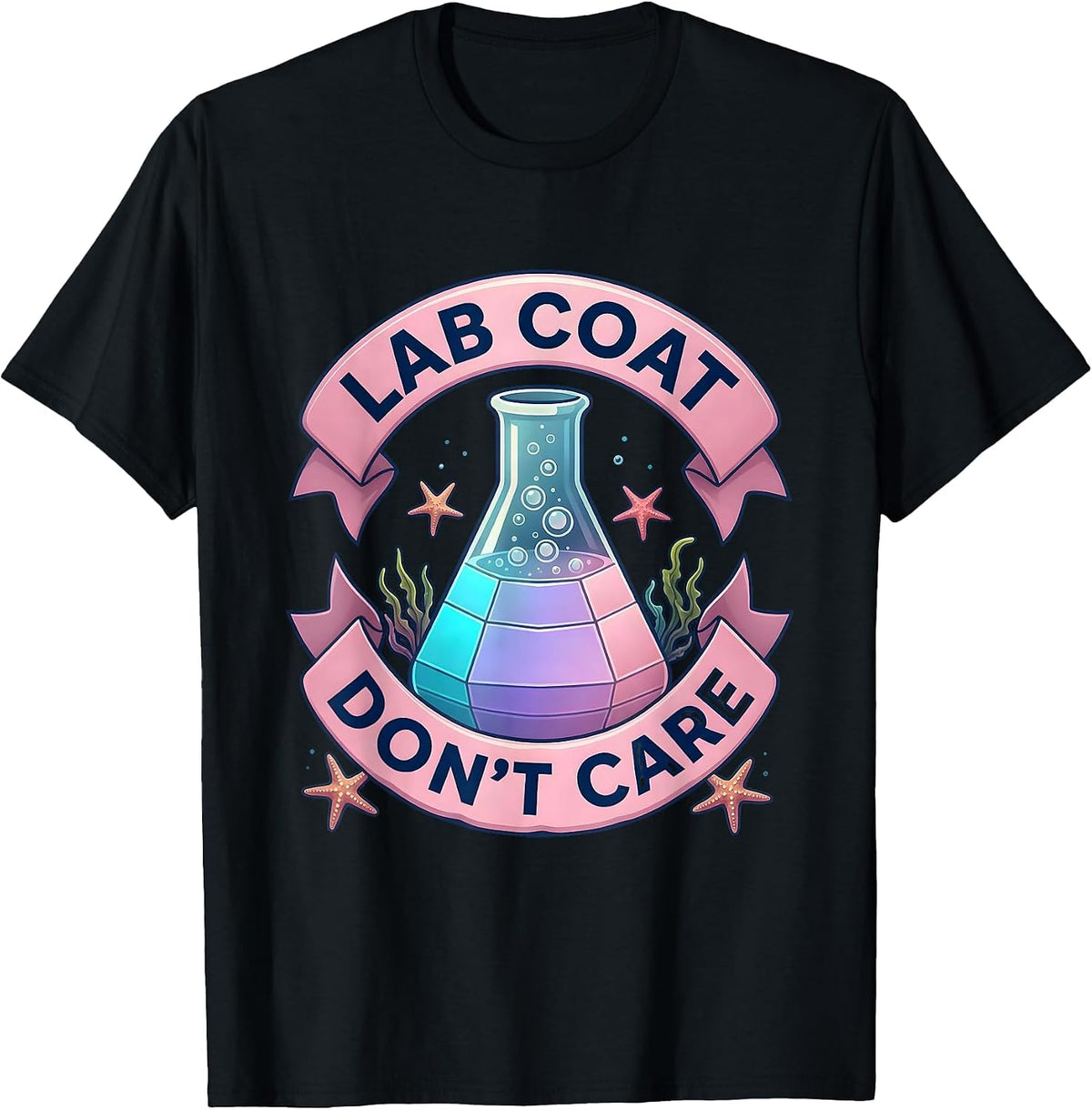 Men's Lab Coat Don't Care Funny Science Teacher Design T-Shirt - Black