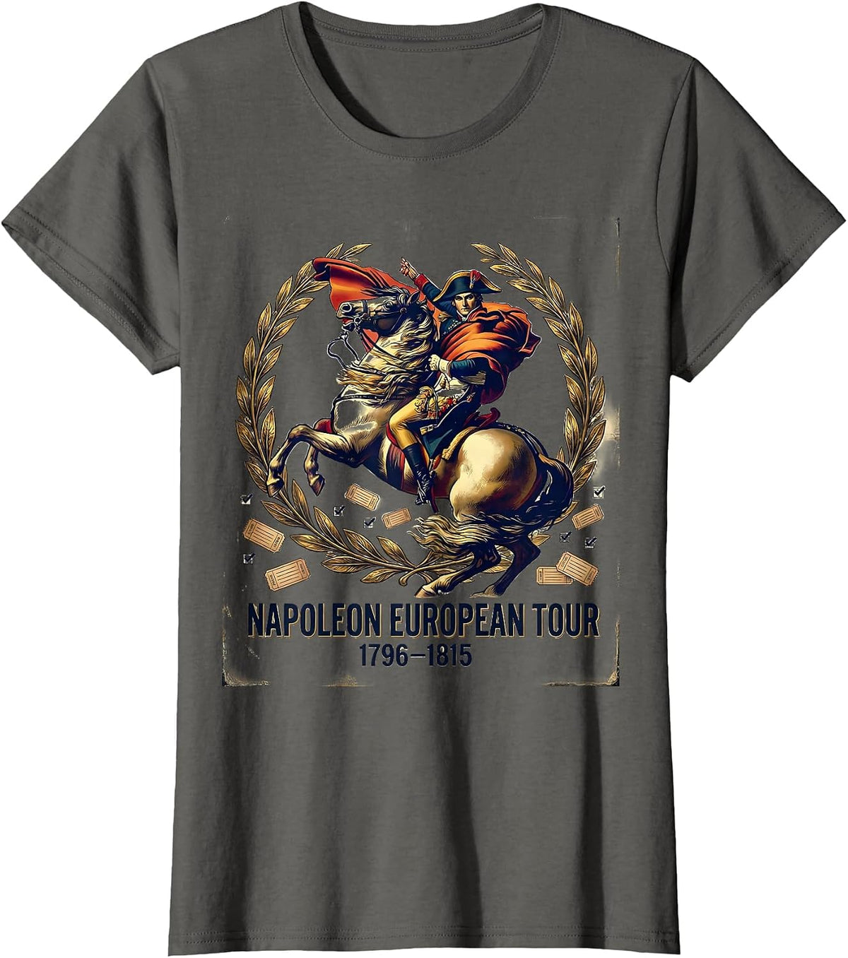 Women's Napoleon European Tour 1796–1815 Vintage Military History T-Shirt - Asphalt Grey