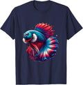 Angry Betta Fish Face Funny Vibrant Exotic Tee T-Shirt - Navy Blue