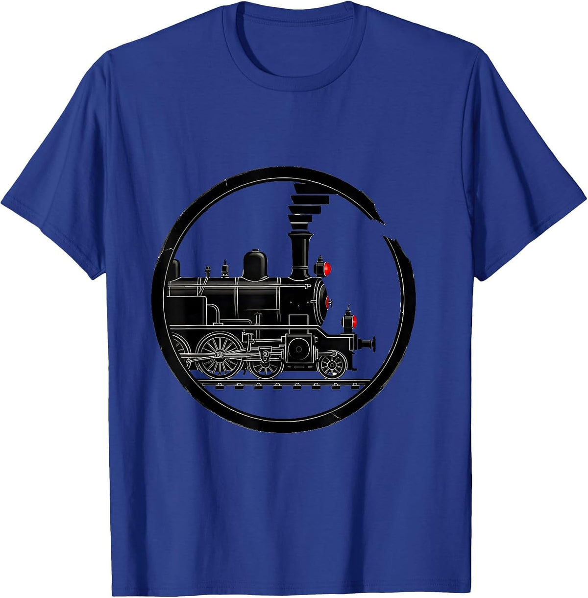 Men's Steam Locomotive Train Enthusiast Vintage Railroad T-Shirt - Royal Blue