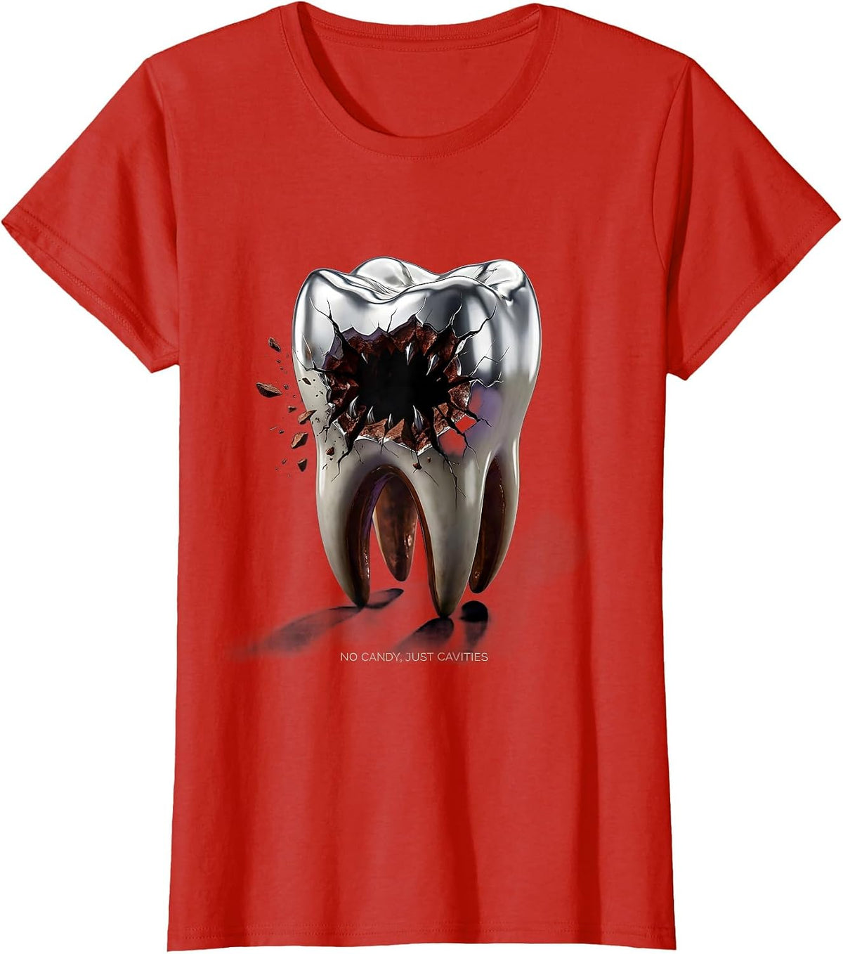 No Candy Just Cavities Dental Halloween Design T-Shirt - Red