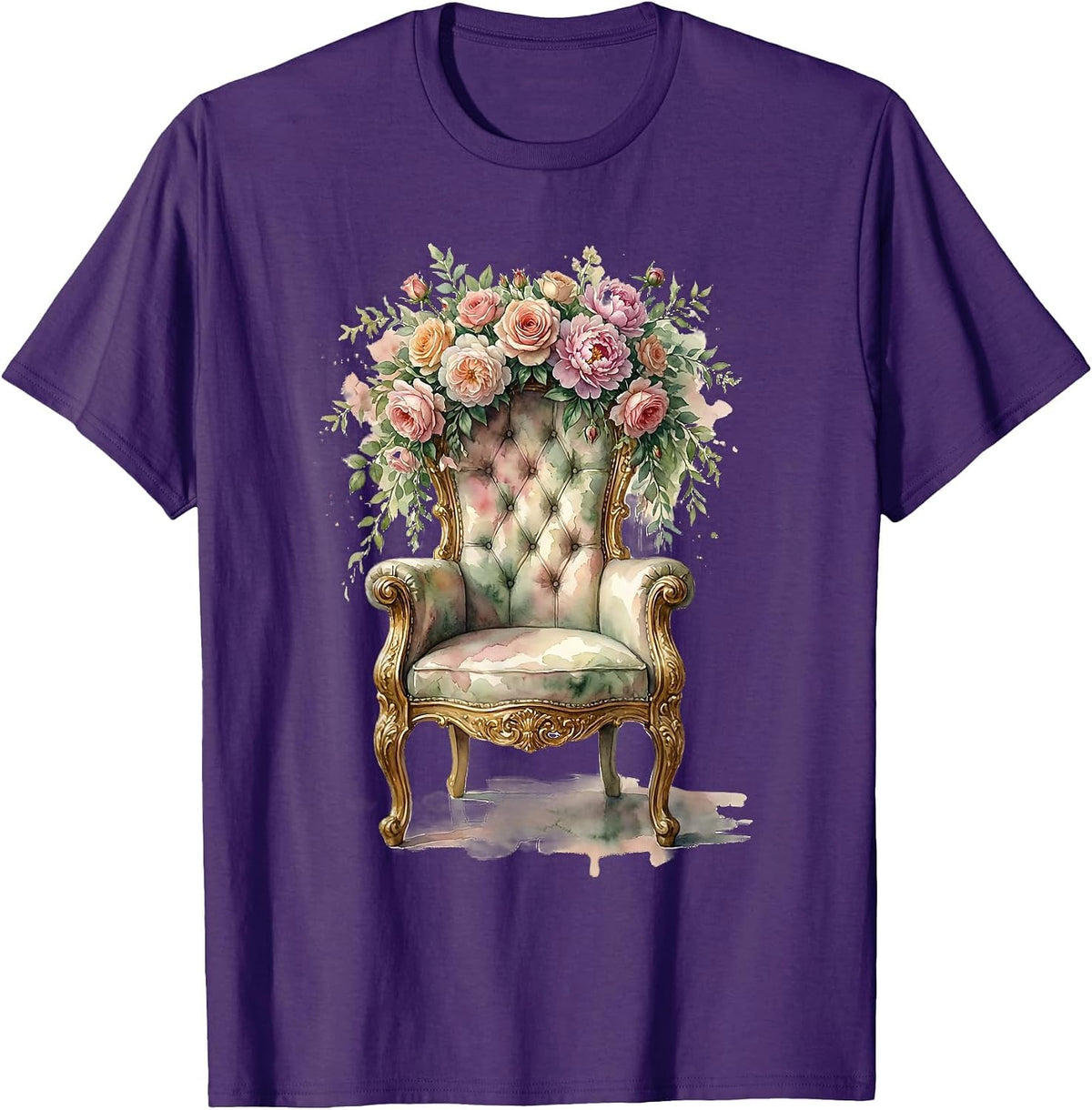Men's Mimi Floral Crown Empty Throne Graphic Tee T-Shirt - Purple