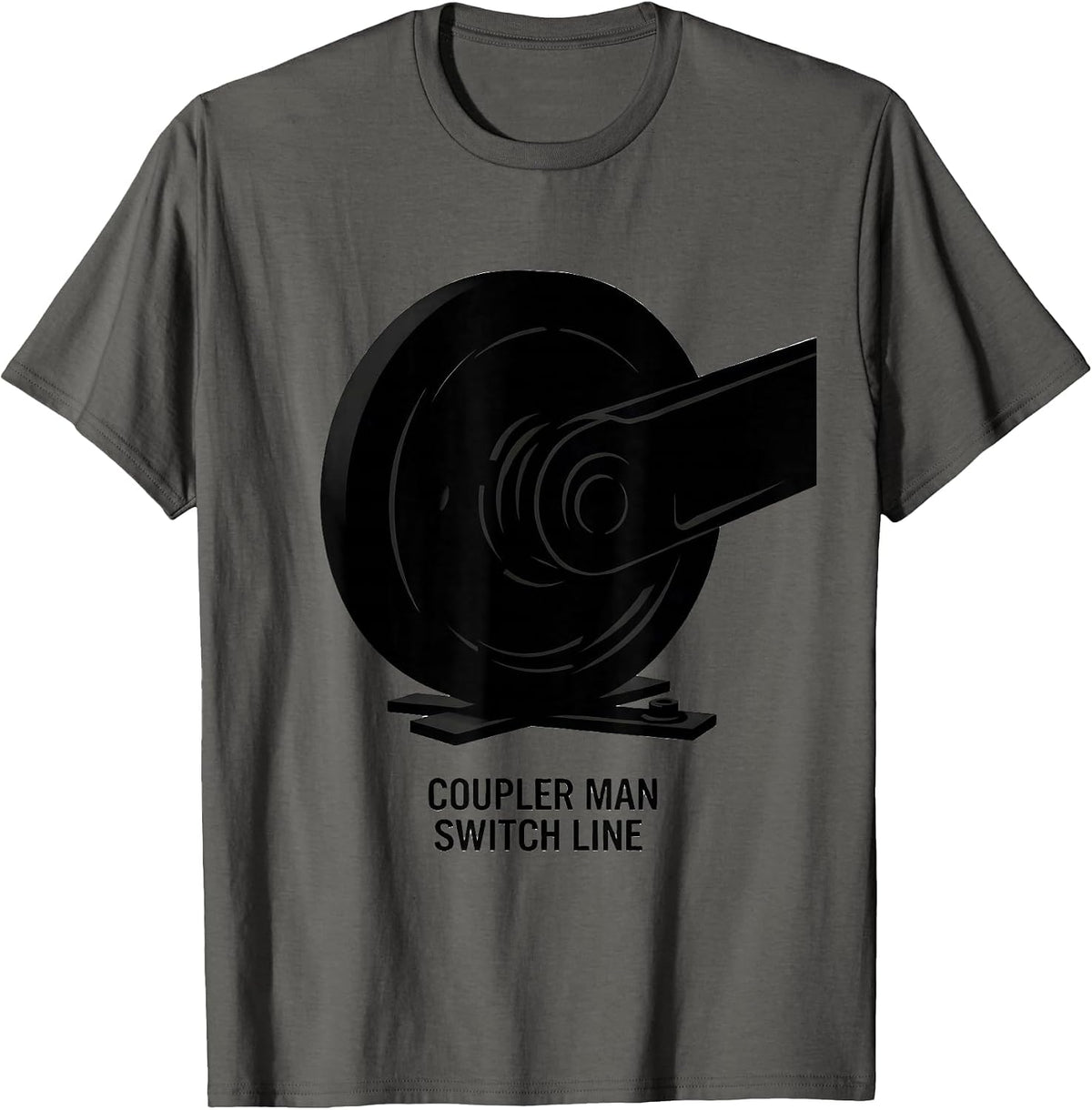 Coupler Man Switch Line Vintage Steam Locomotive Train T-Shirt - Asphalt Grey