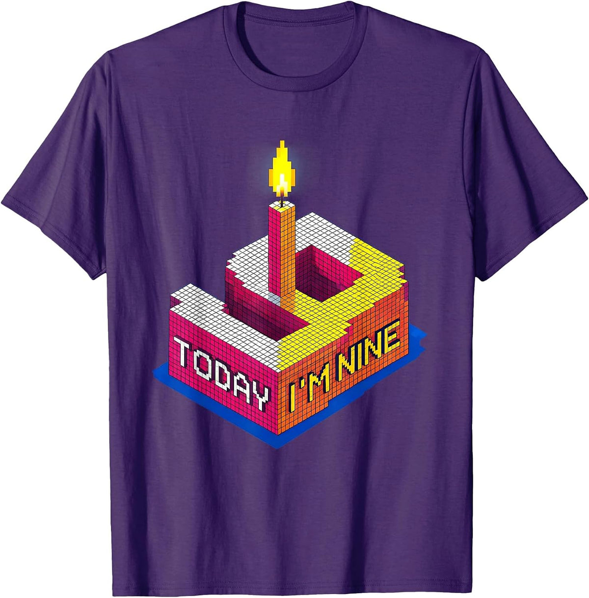 Today I'm Nine Cute Pixel Art Birthday Kid Matching Party T-Shirt - Purple