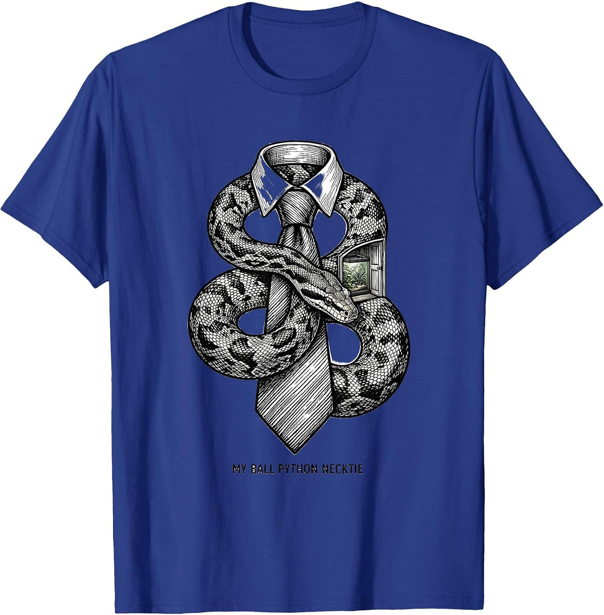 Men's My Ball Python Necktie Funny Reptile Lover Pet Keeper Humor T-Shirt - Royal Blue