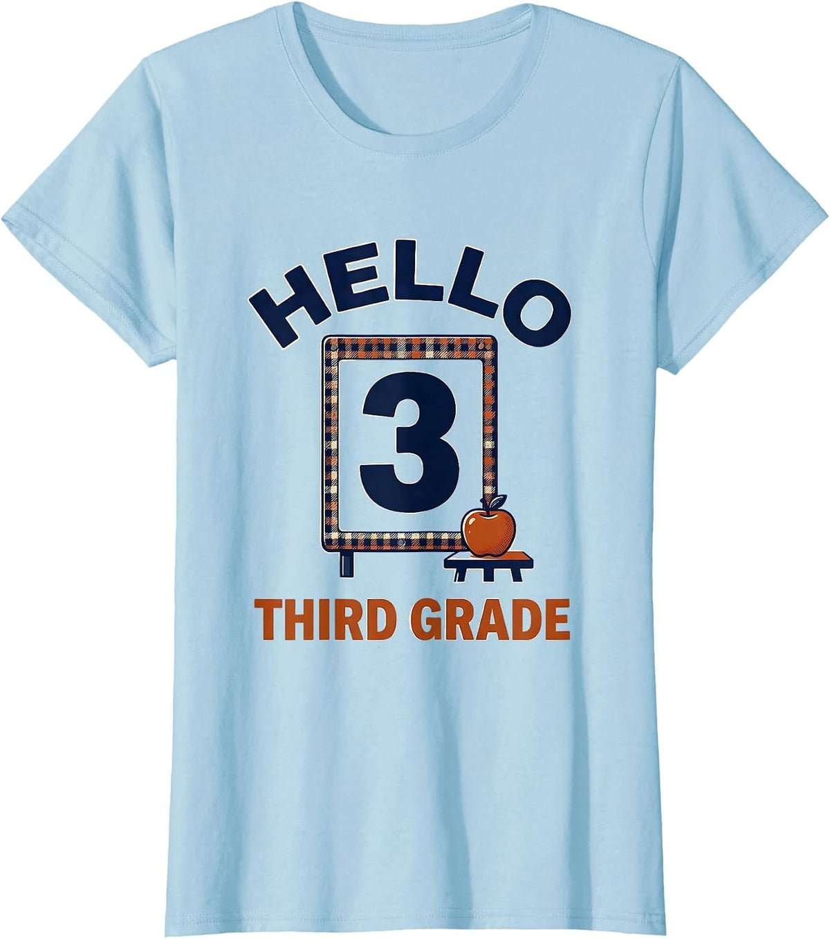 Women's Hello, Third Grade Cute Elementary Teacher Back To School T-Shirt - Baby Blue