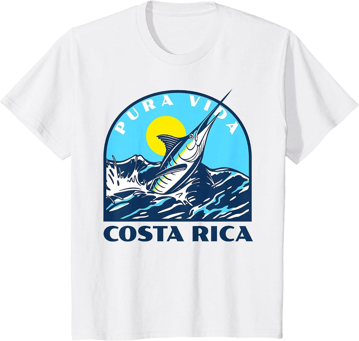 Pura Vida Costa Rica Fishing -Marlin and Sailfish Adventure T-Shirt - White