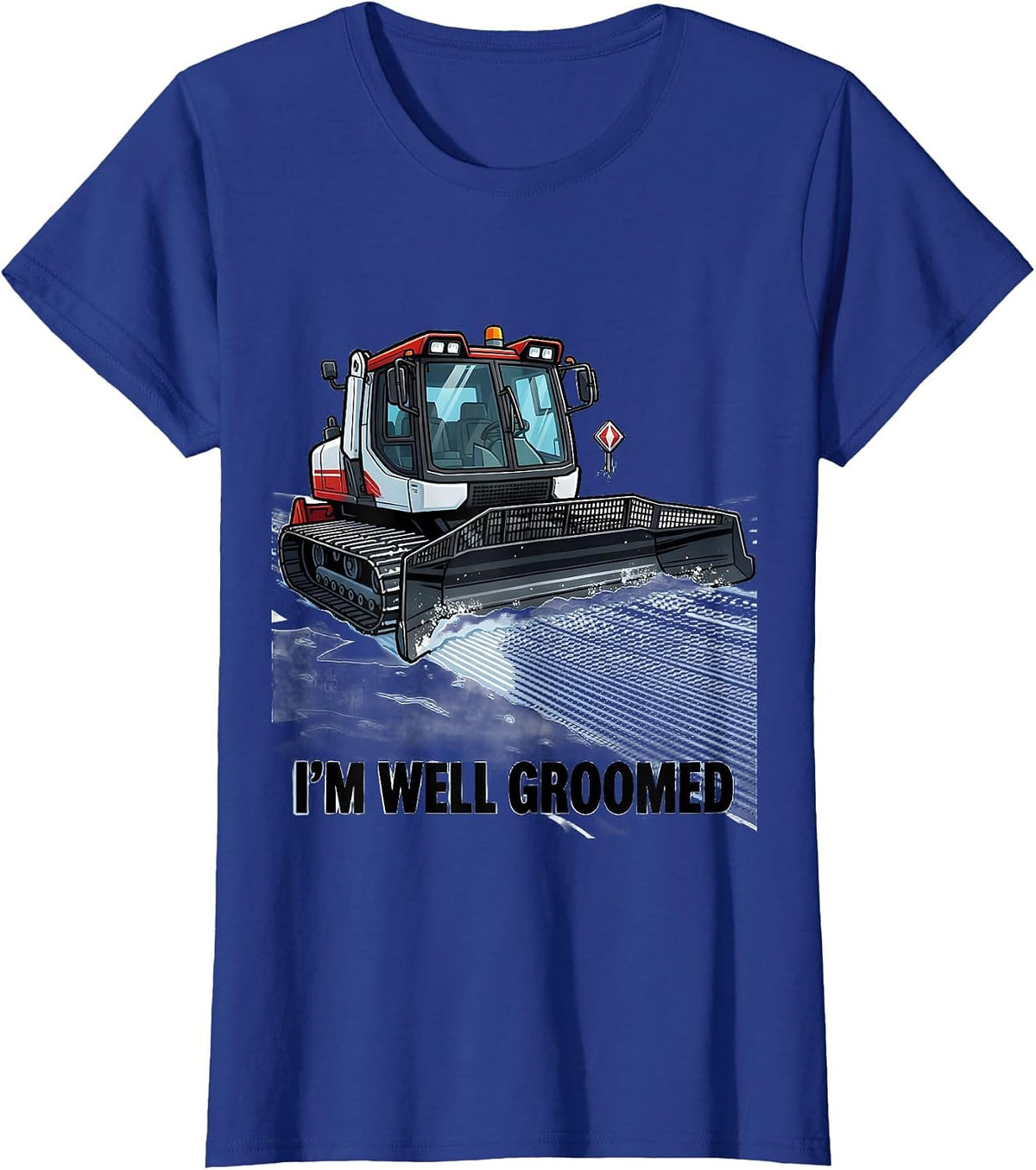Women's I'm Well Groomed Cartoon Ski Snowboarder Humor Gift T-Shirt - Royal Blue