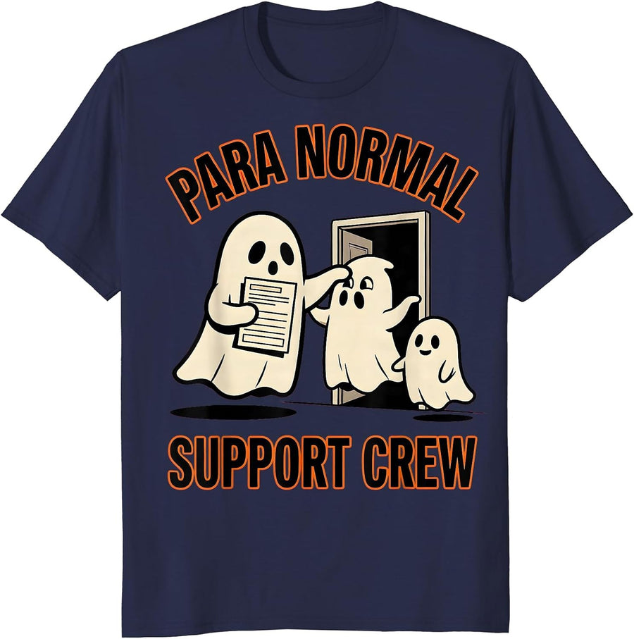Para Normal Support Crew Funny Ghost Paraprofessional T-Shirt - Navy Blue