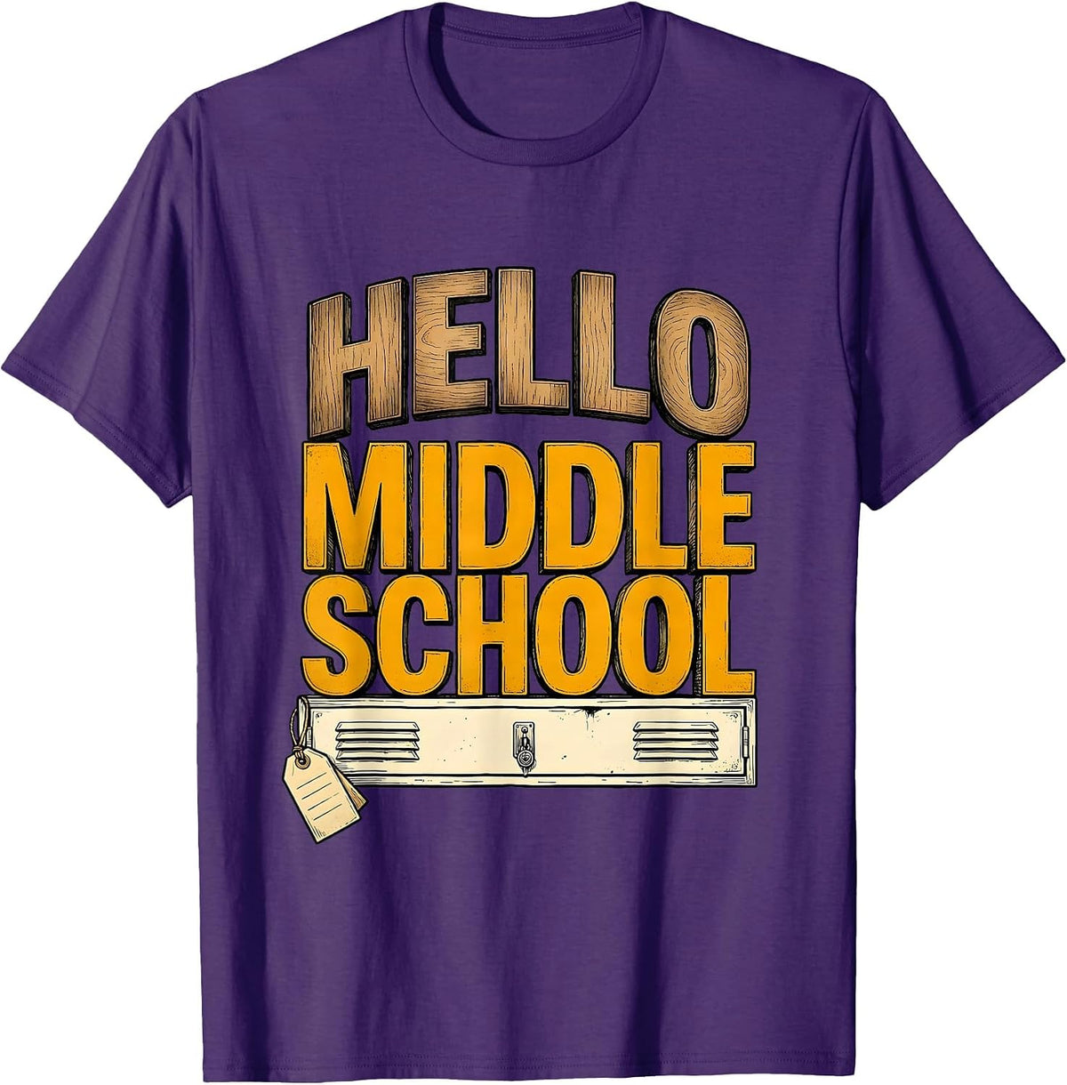 Men's Hello Middle School Cute Kids First Day of School T-Shirt - Purple